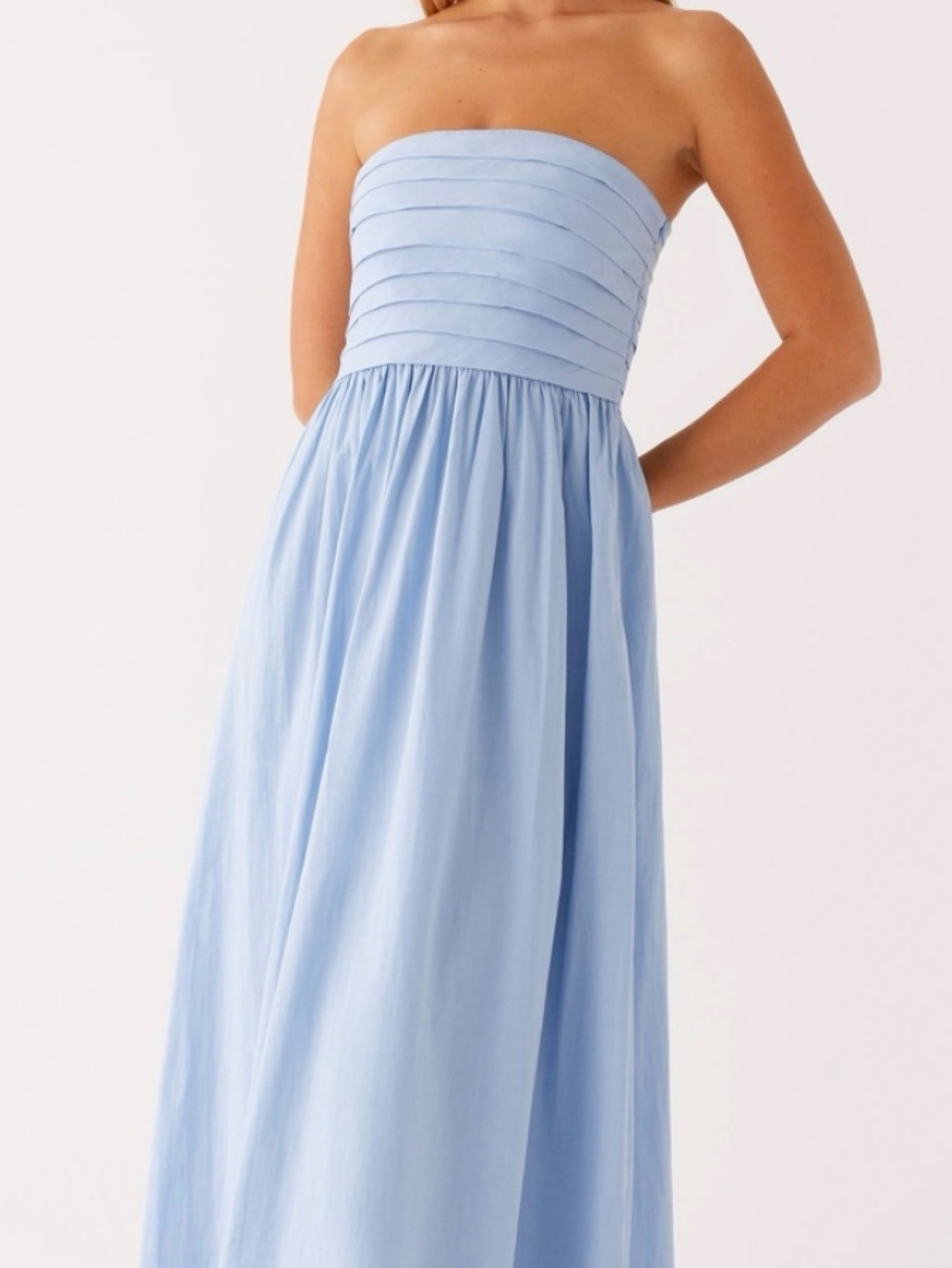 peppermayo blue strapless dress Dimmi Strapless Maxi Dress