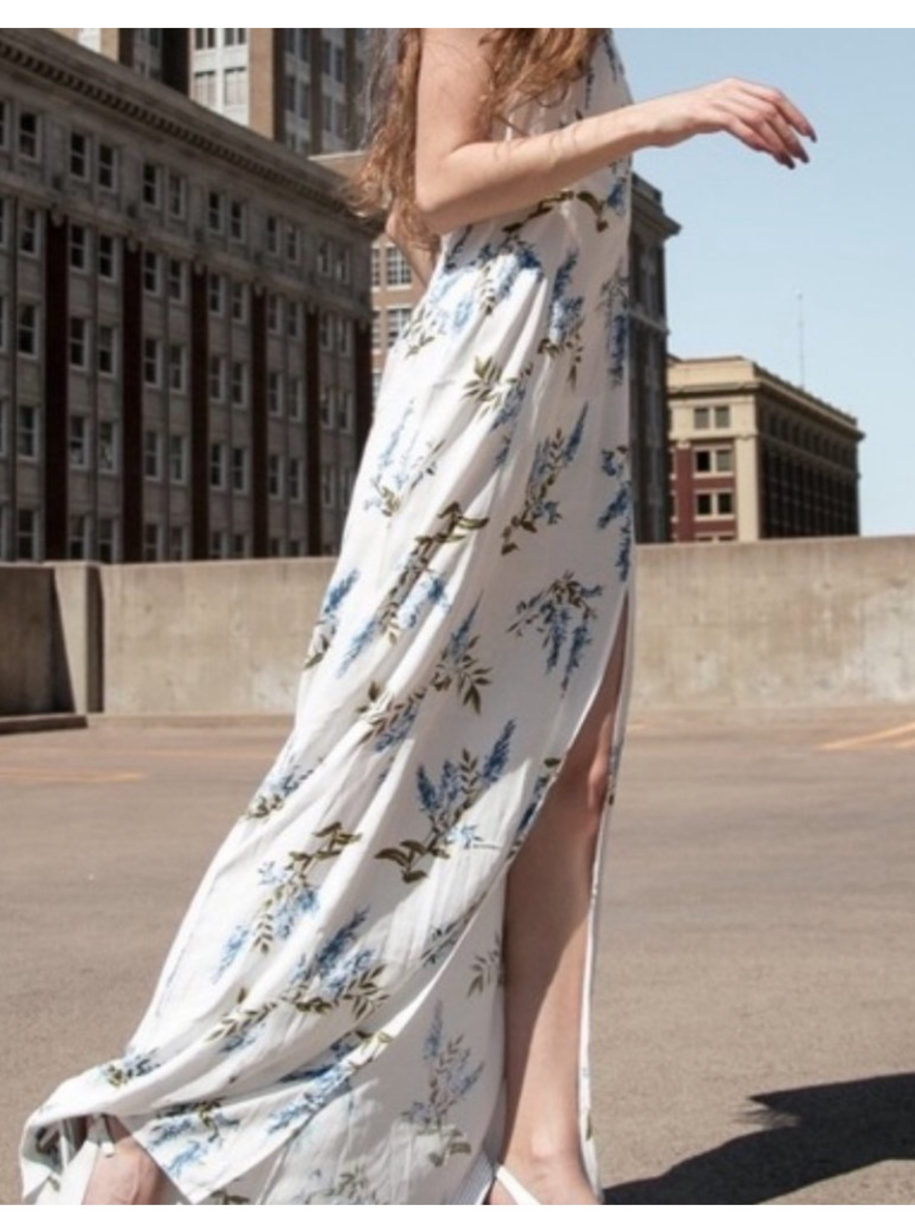 blue floral dress anthropologie Abel the Label Anthropologie Maxi Dress Blue Green Floral, Size S