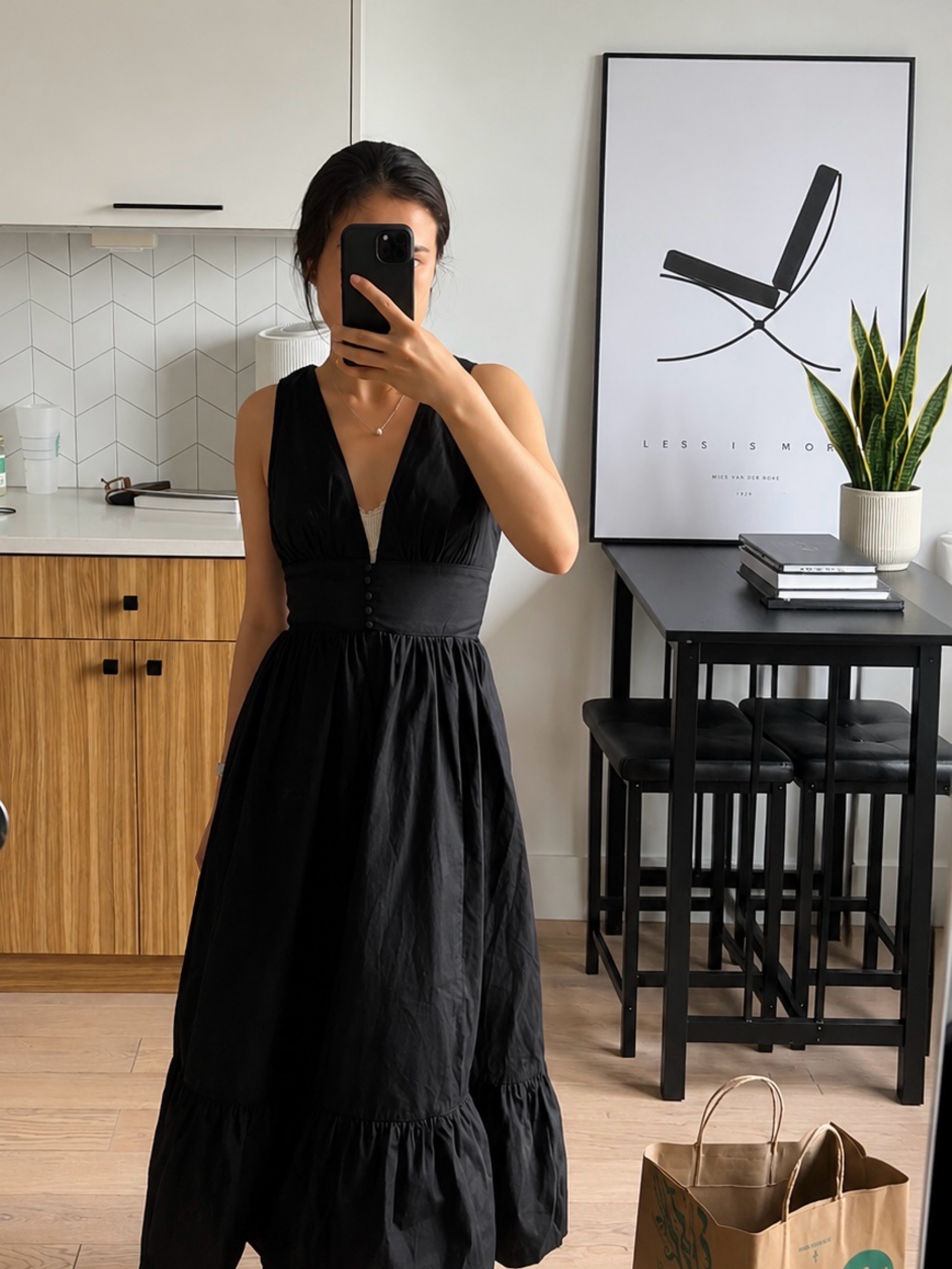 j crew black midi dress High-neck Midi Dress In Linen For Women