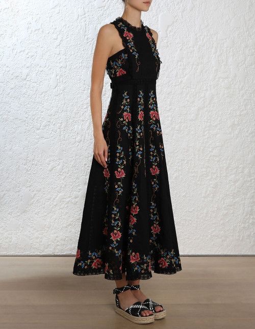 Zimmermann Laelia Embroidered Linen Dress in Black by Zimmermann - Pickle Zimmermann Laelia Embroidered Linen Dress in Black by Zimmermann - Pickle