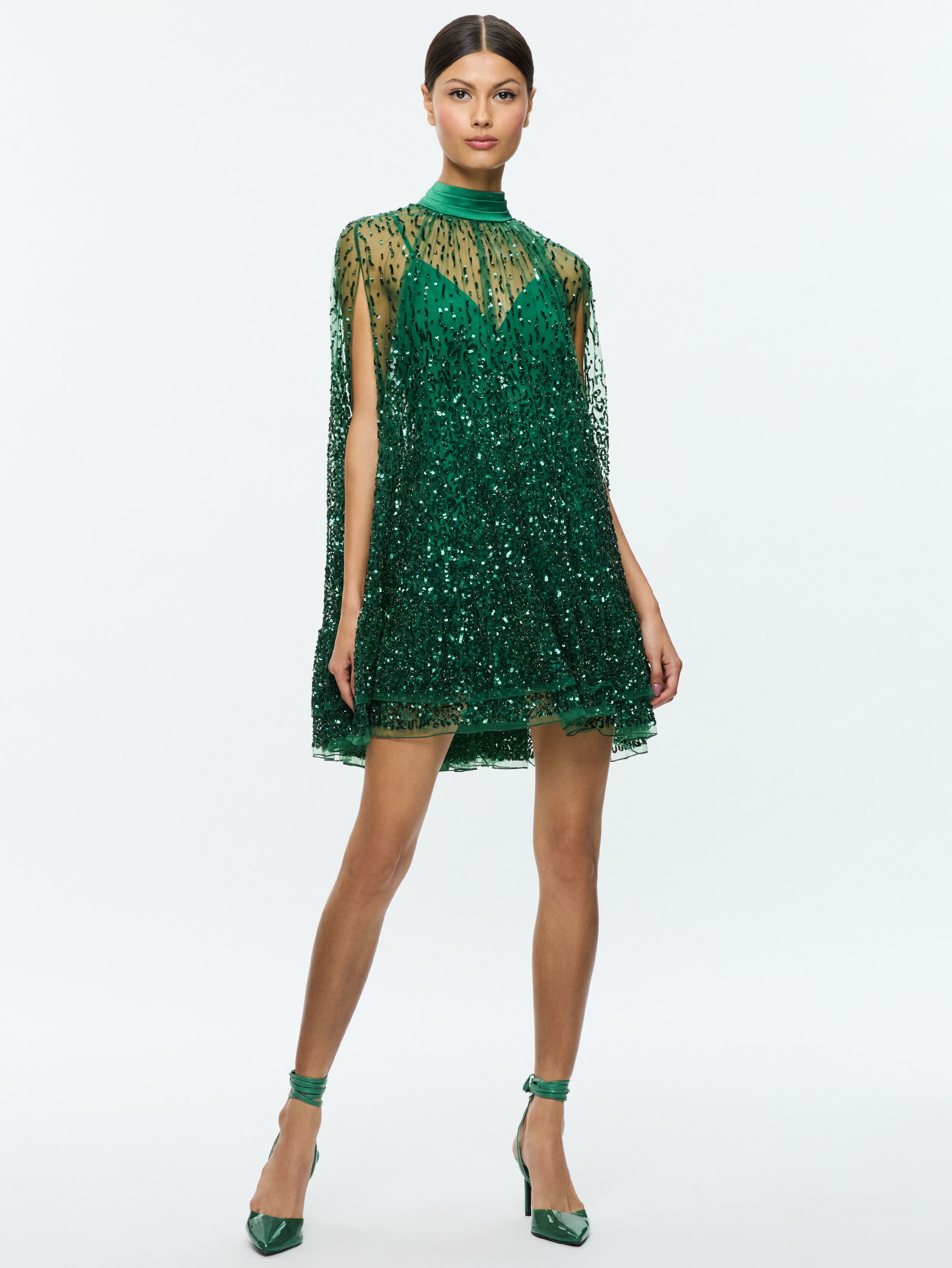 Alice + Olivia Zenon Cape Mini Dress