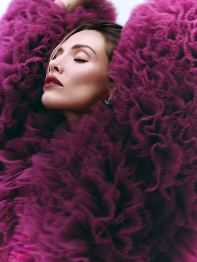 Selezza Red Fleur Tulle Bomber Burgundy, Jackets