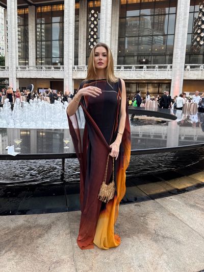 Akris Brown Silk Georgette Tube Print Caftan Gown, Long, Dresses