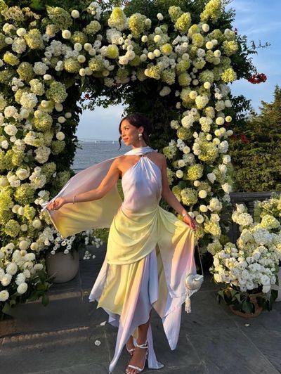 Yellow Zimmermann Harmony Scarf Midi Dress | Wedding Guest Dress, High Low