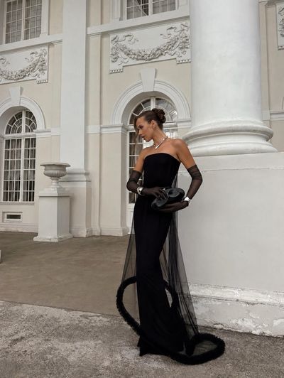 Black Selezza London Tulle Opera Gloves, Accessories