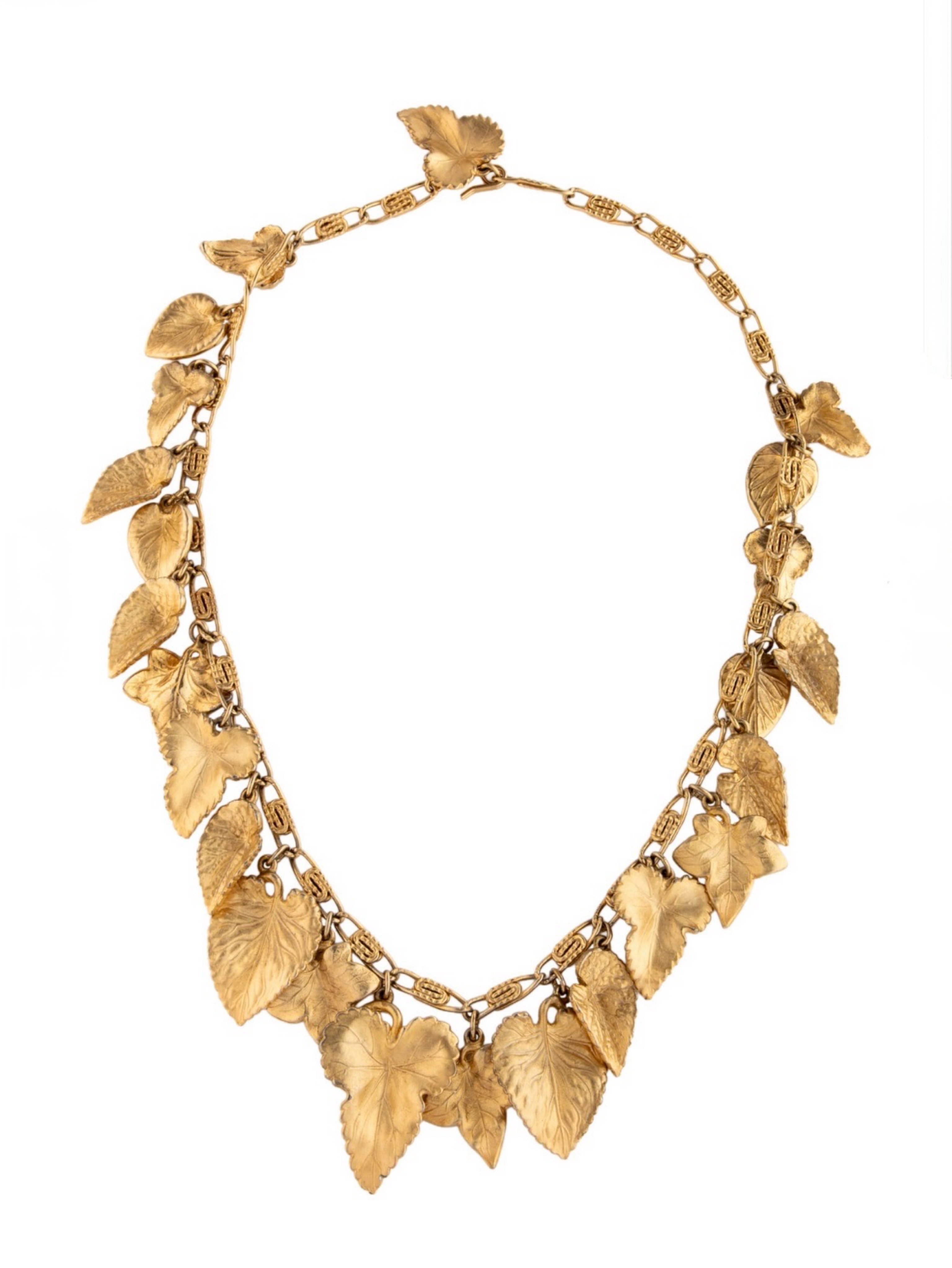 Vintage Schiaparelli Gold Leaf Necklace