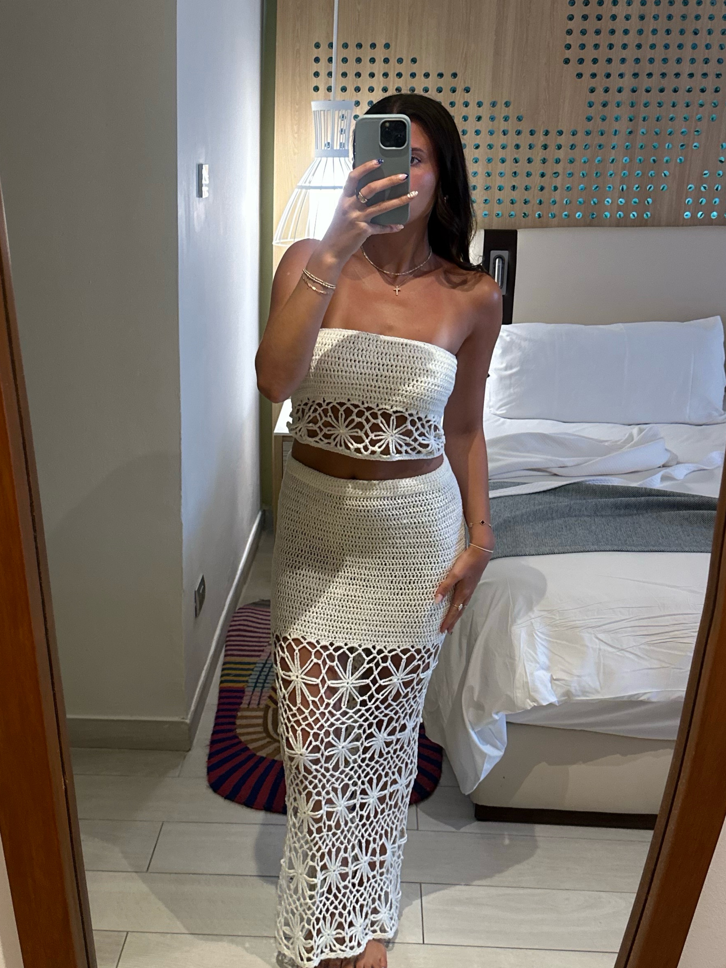 beginning boutique white crochet dress Underground White Backless Dress - US 6