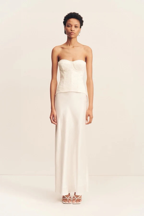 Shona Joy Strapless Ivory Structured Top (NWT)