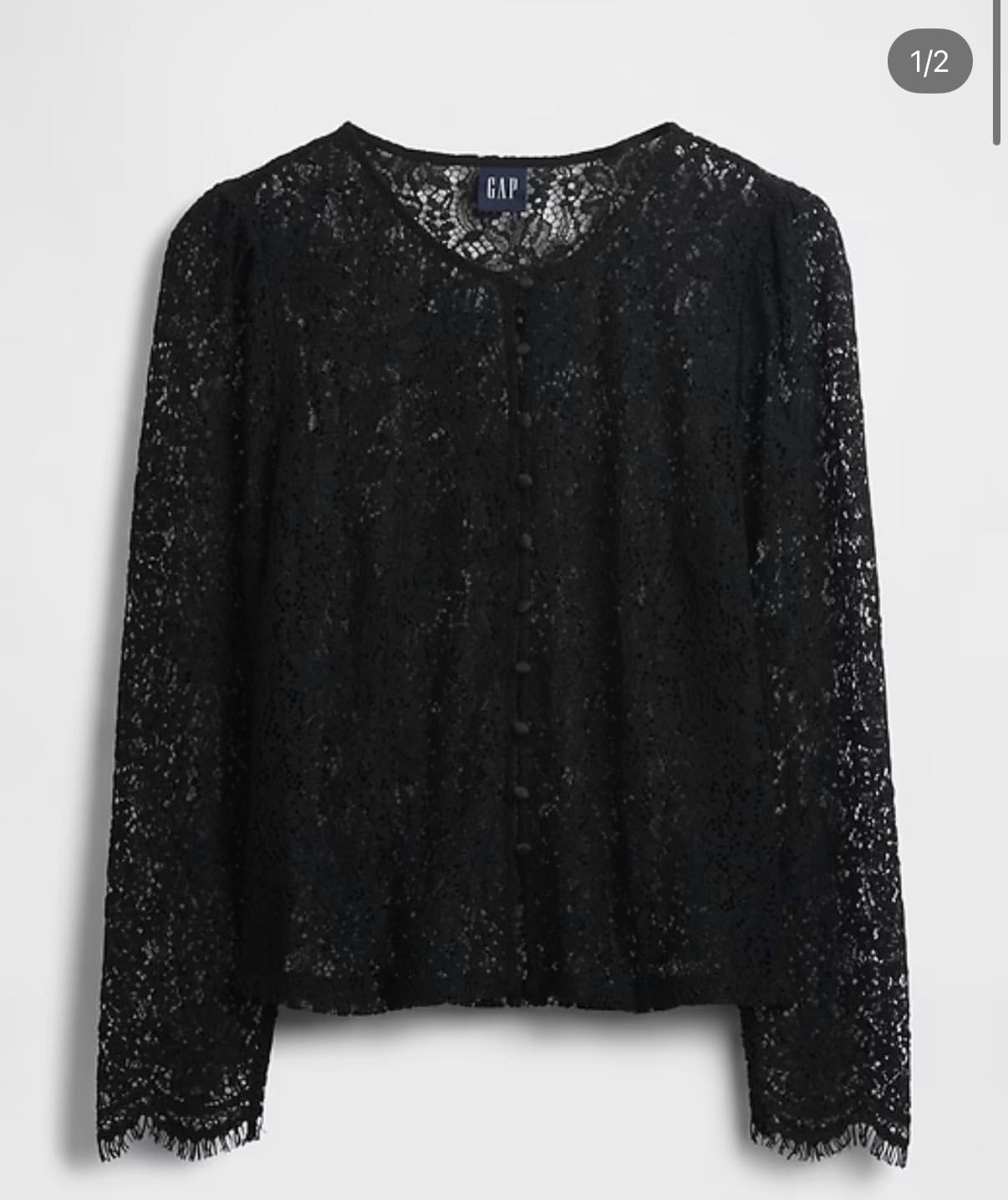 Gap Black Lace Long-Sleeve Top