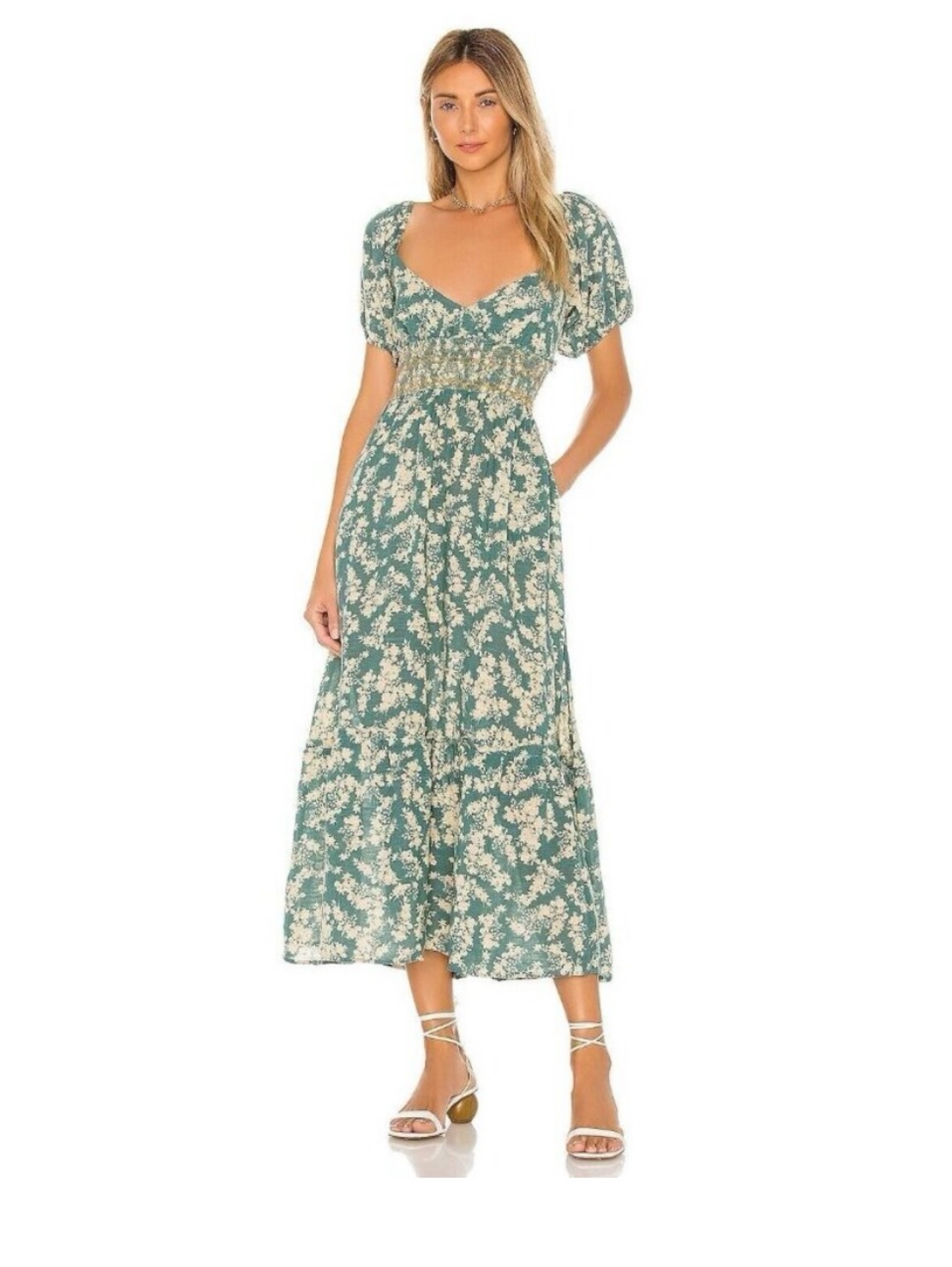 free people smocked midi dress Free People Tessa Smocked Midi Dress in Blue