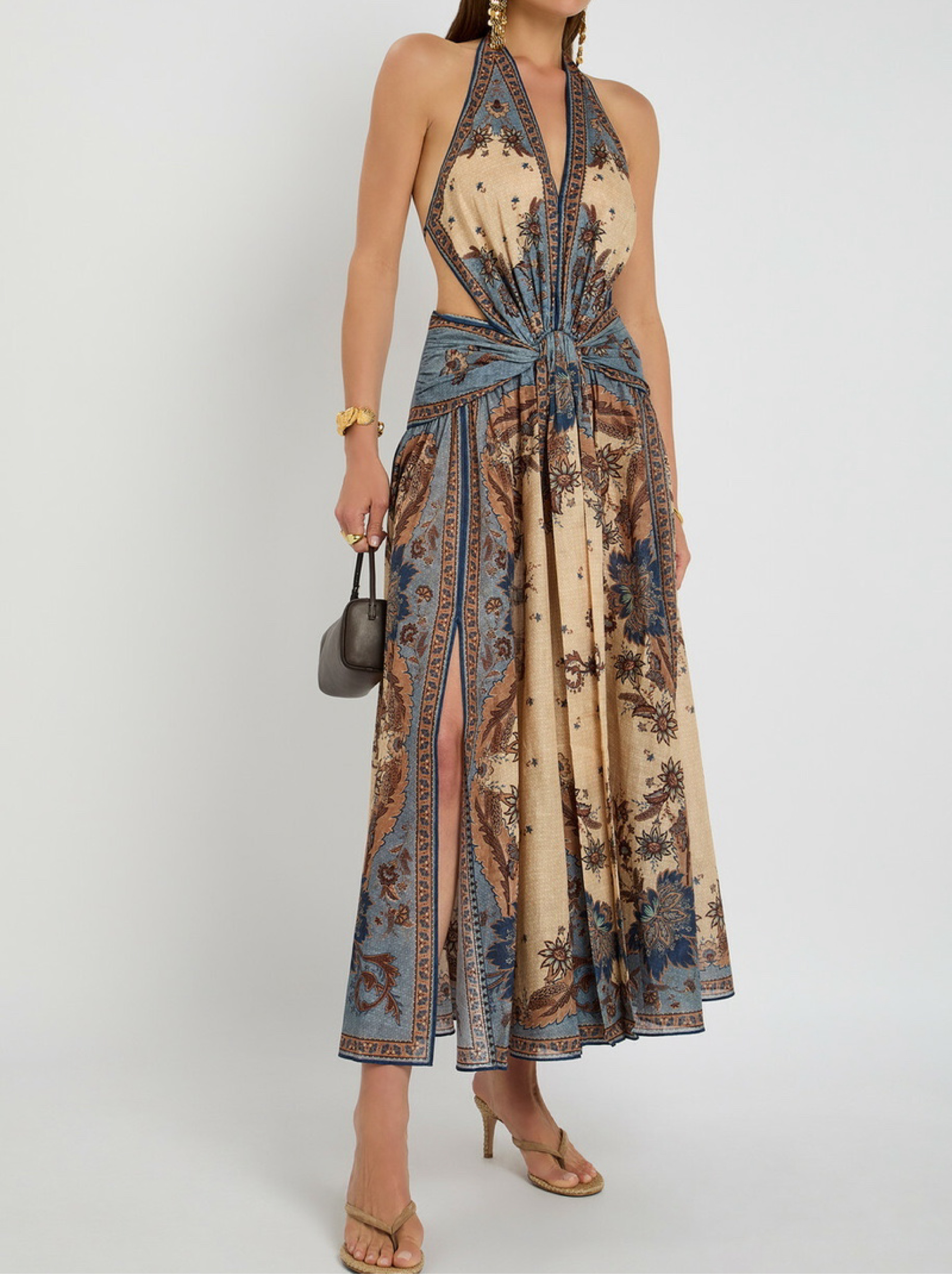 Zimmermann Ascension Plunge Halter Maxi Dress