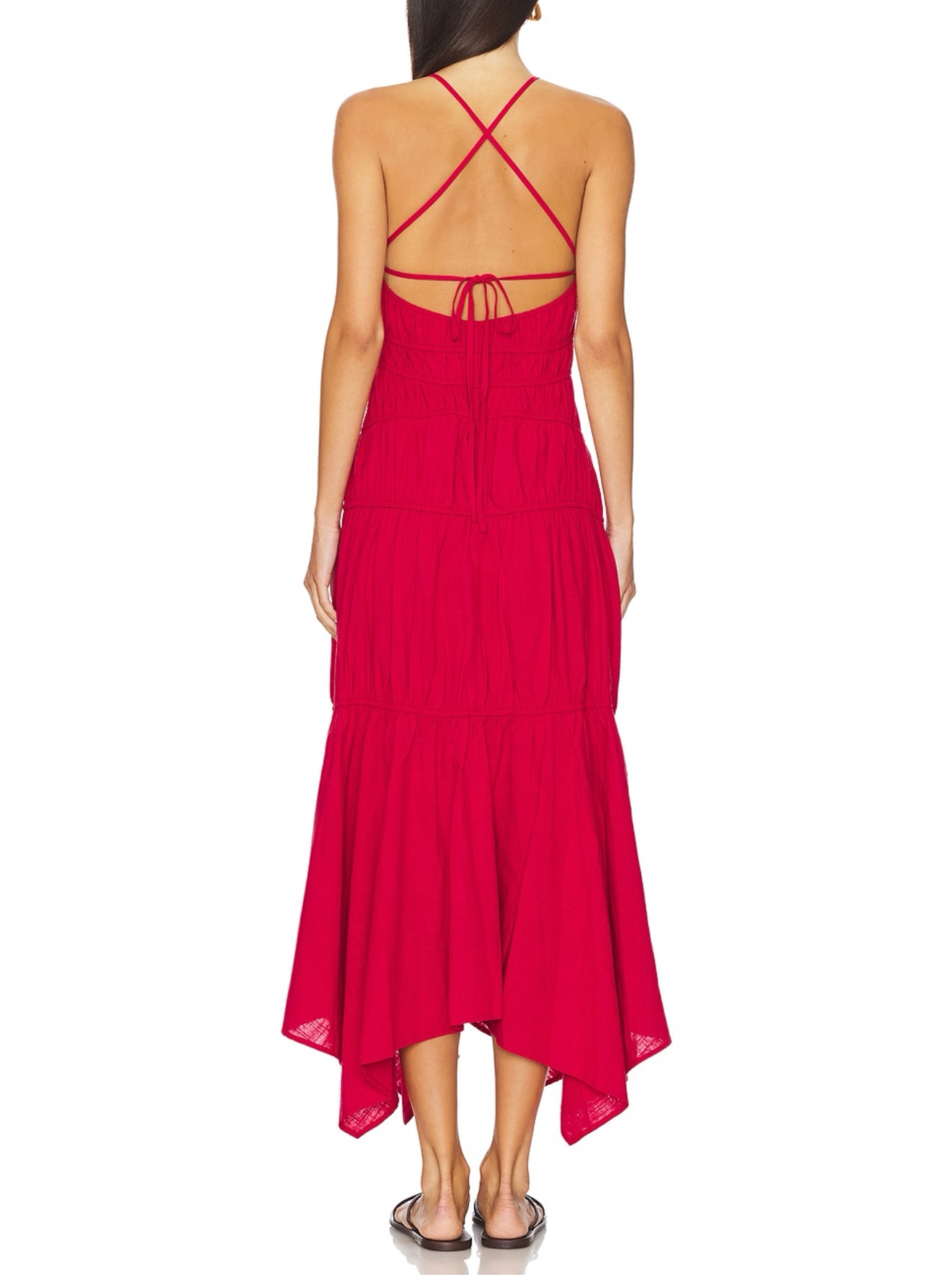 red handkerchief dress Dark red Roaring 20s satin dress with handkerchief skirt