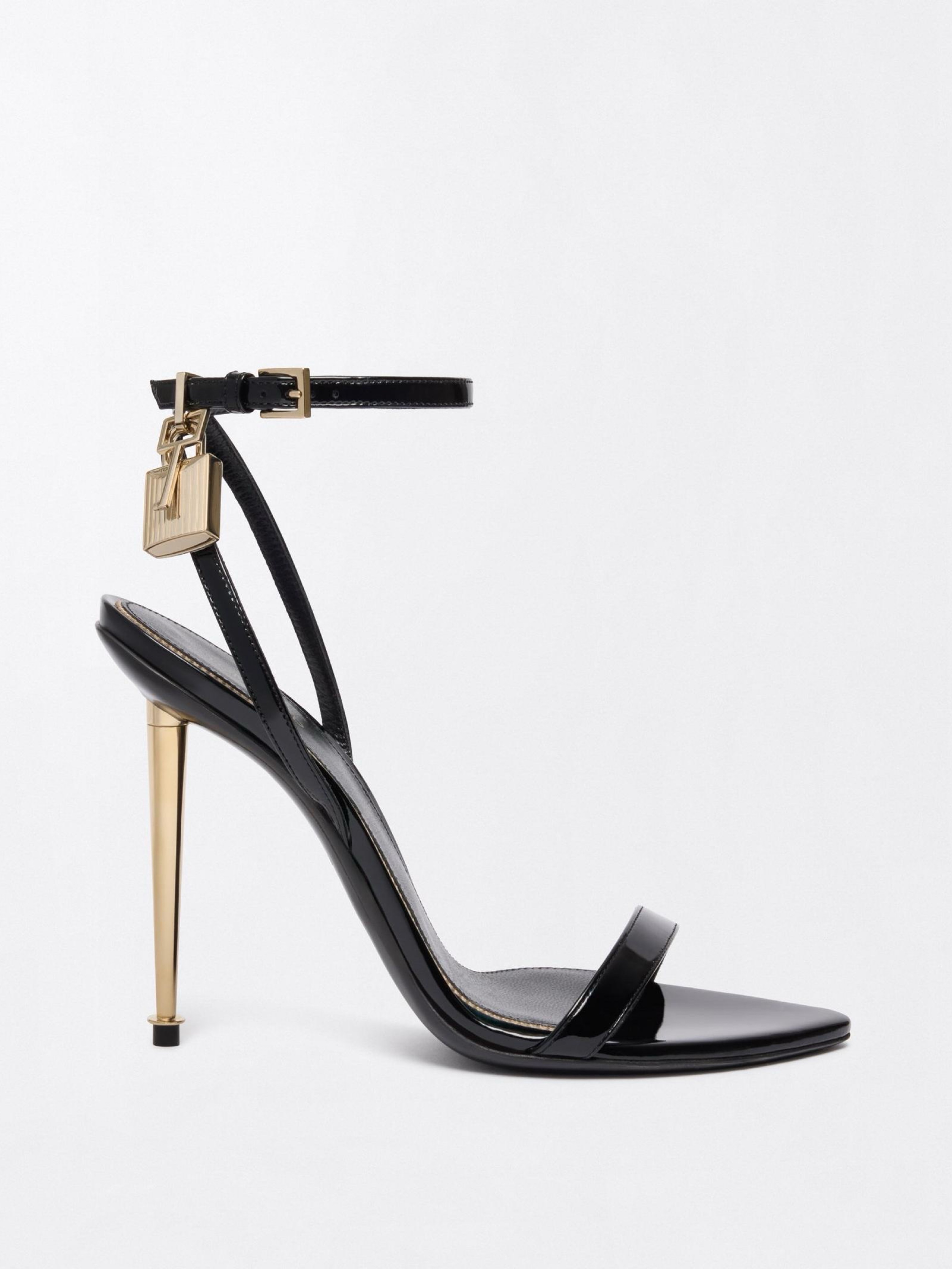 Tom Ford PATENT LEATHER PADLOCK POINTY NAKED SANDAL