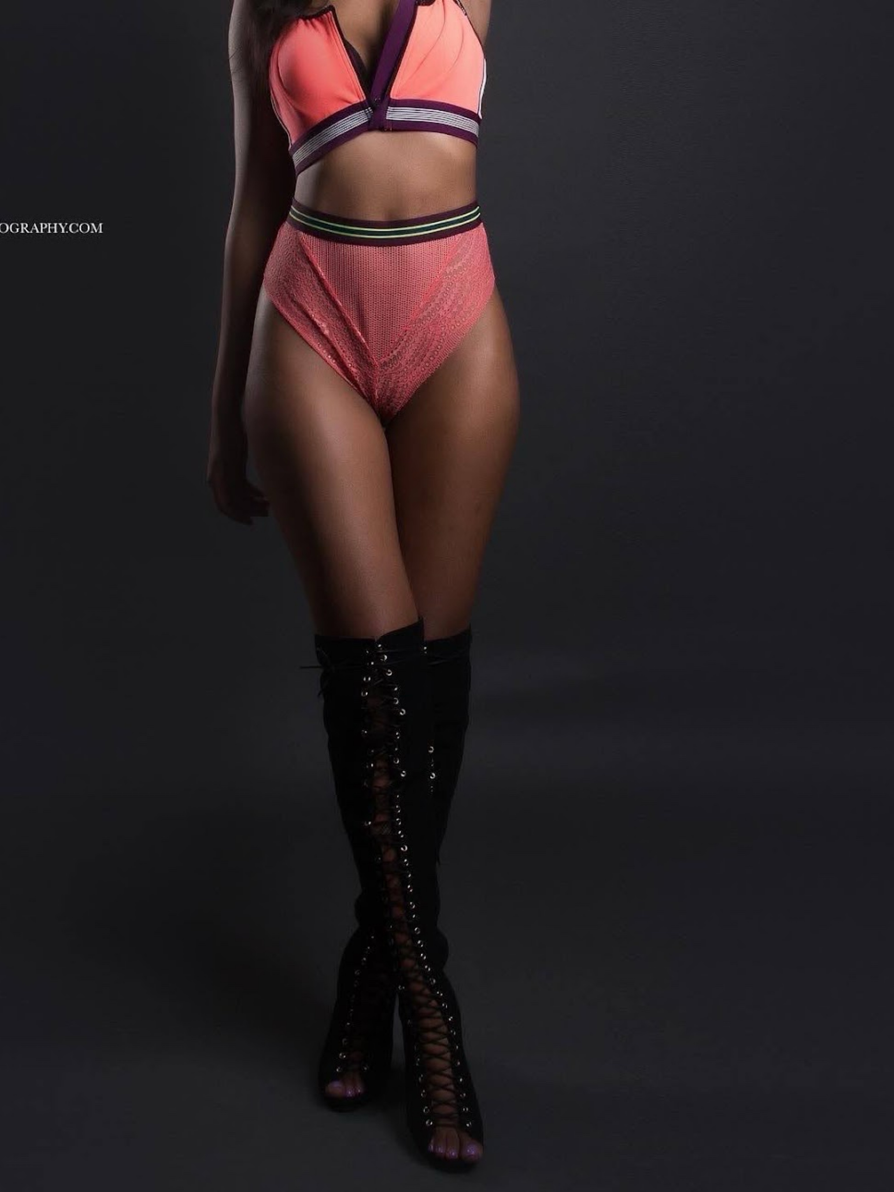 Black lace up thigh high boots