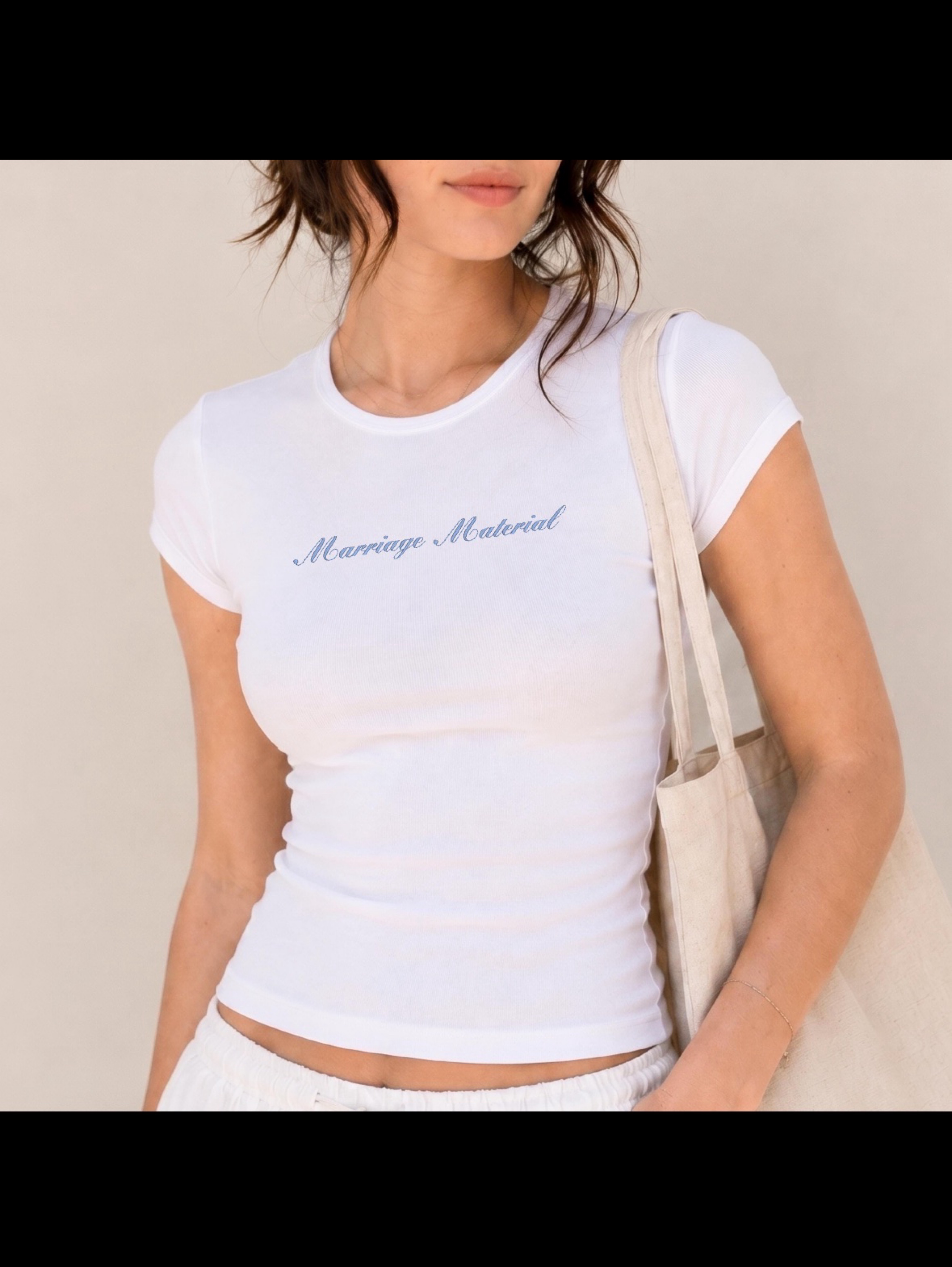 Marriage Material White baby tee
