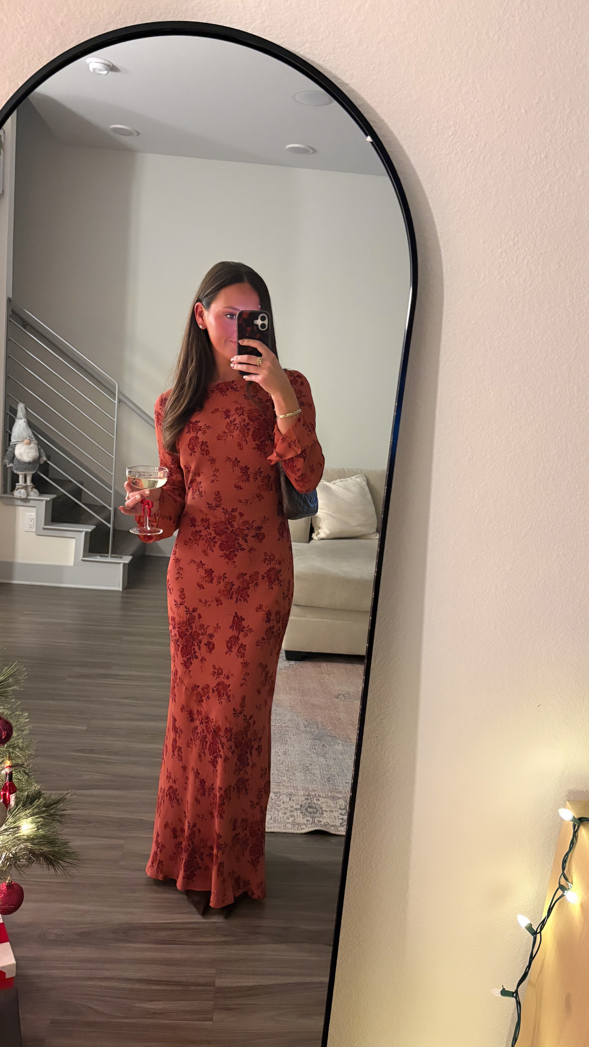 Reformation Rust Floral Print Long-Sleeve Maxi Dress by Reformation - Pickle