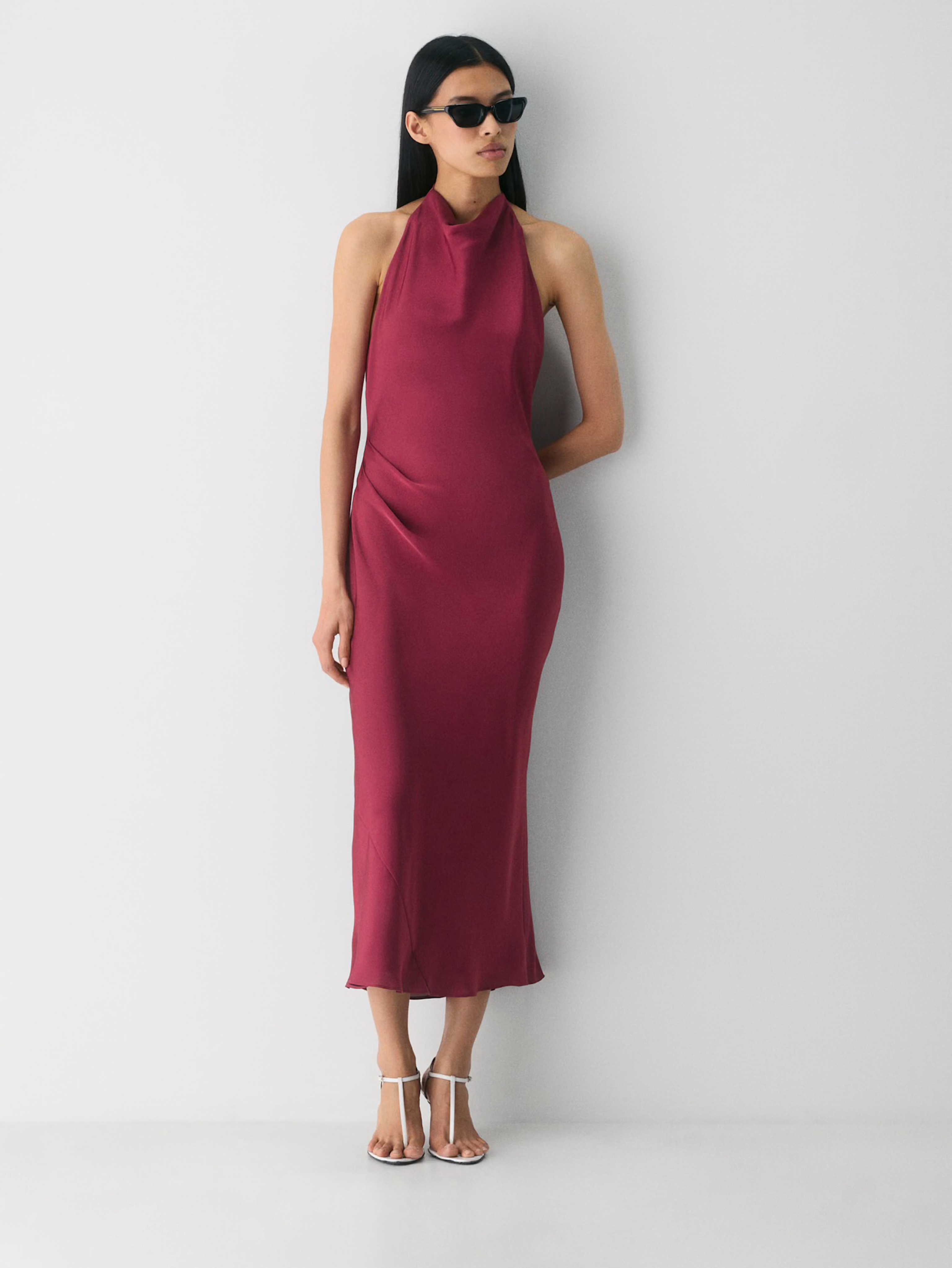 aritzia halter dress Cava Satin Halter Dress