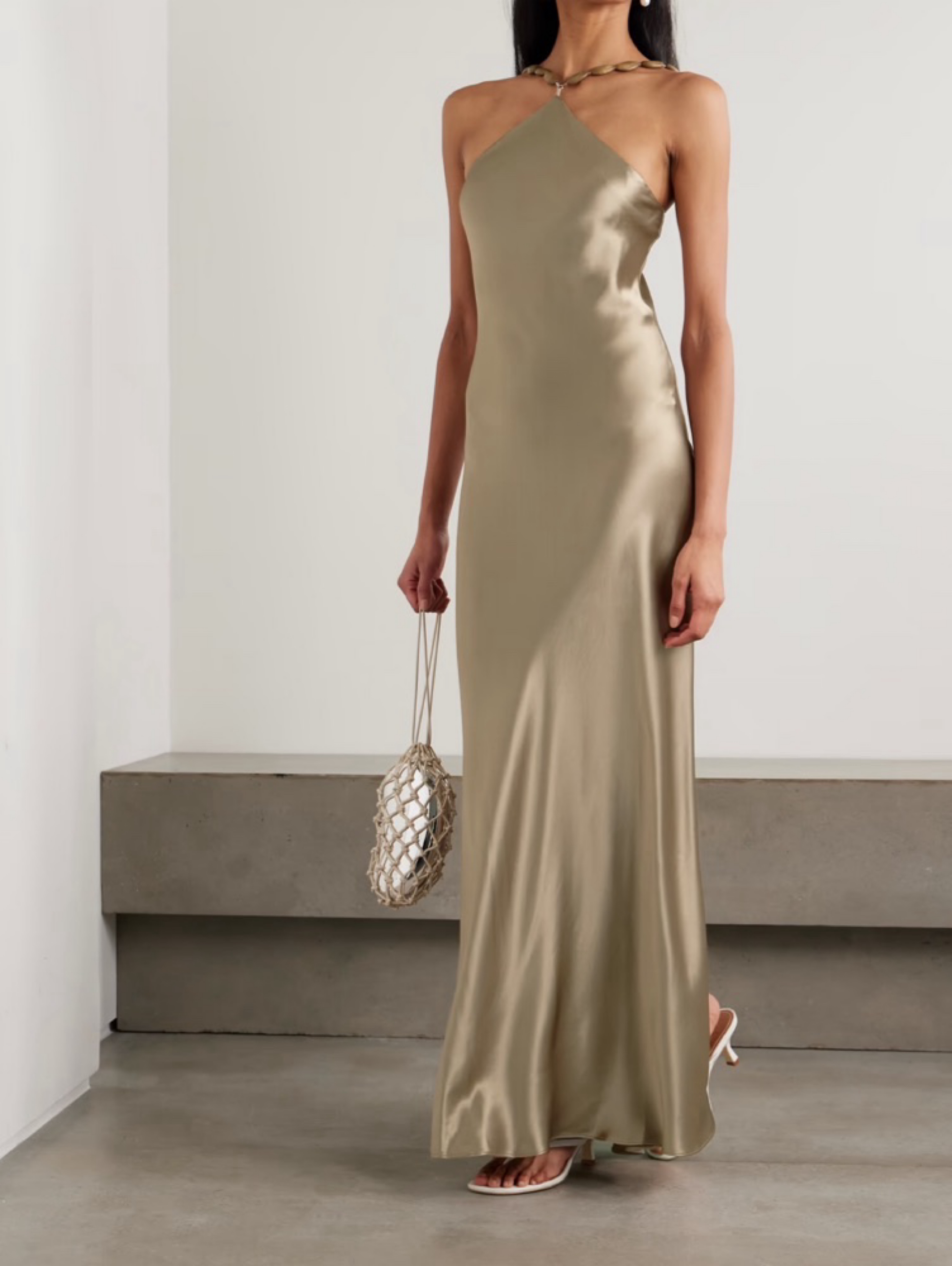 staud champagne dress Staud Paulette Dress | Champagne In Silver - 50% Off