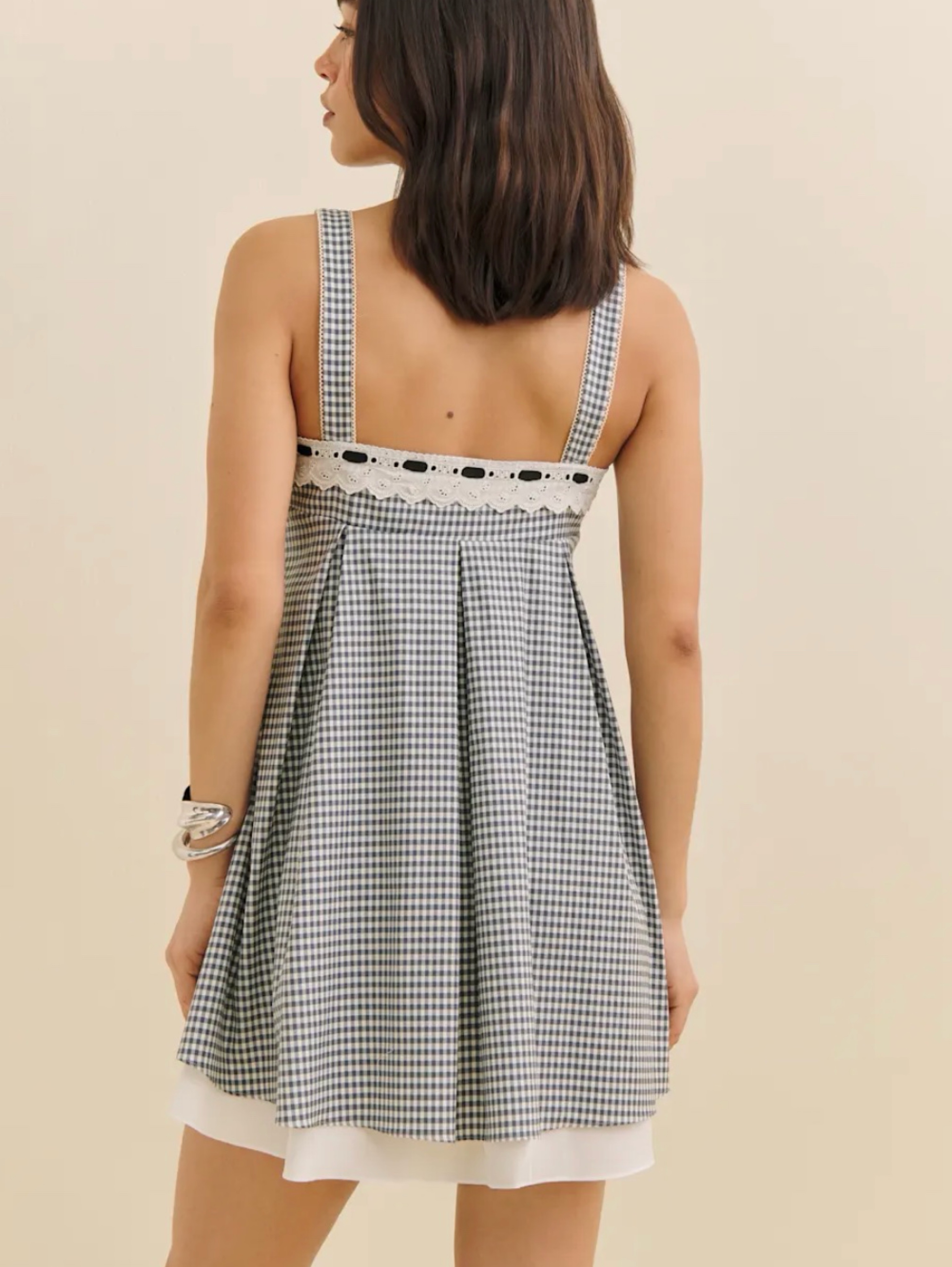 reformation gingham mini dress Reformation Celosia Gingham-jacquard Linen Mini Dress Green Reformation