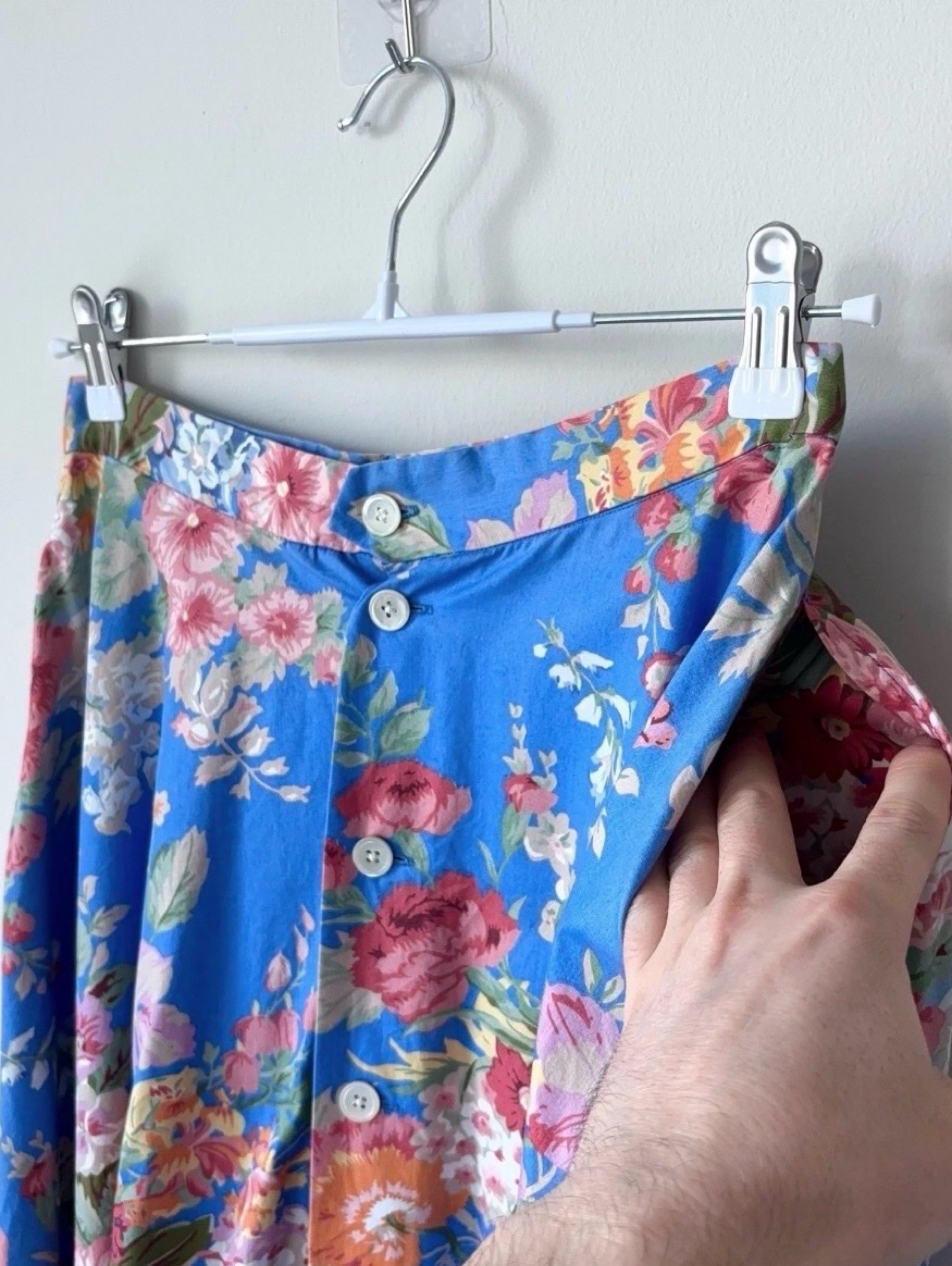 Vintage 80s Ralph Lauren Floral Skirt Size 8 Blue Label Colorful