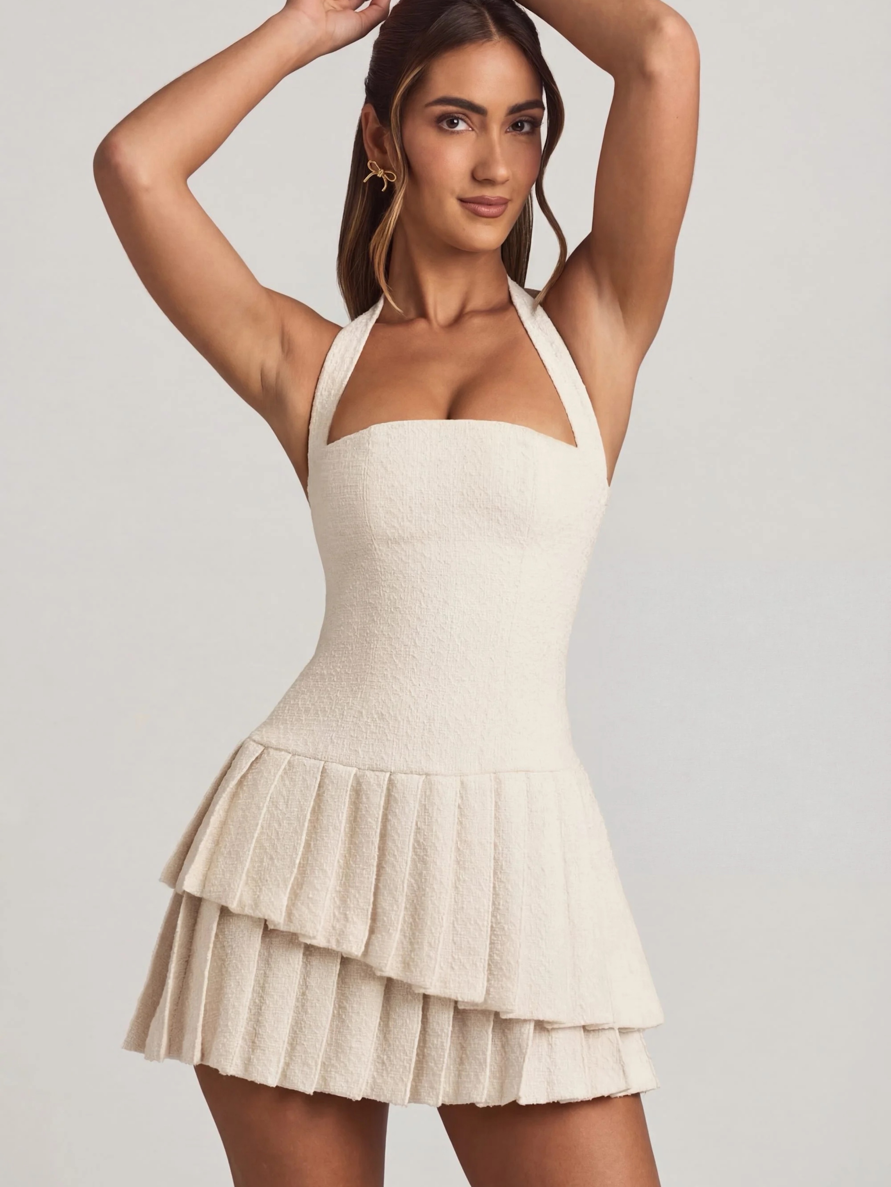 bodycon dress crochet Women's Backless Sexy Cut Out / White Mini Dress Zimmermann Honour Size:Made To Measure parent:jasmine-tie-mini-dress back dress features a