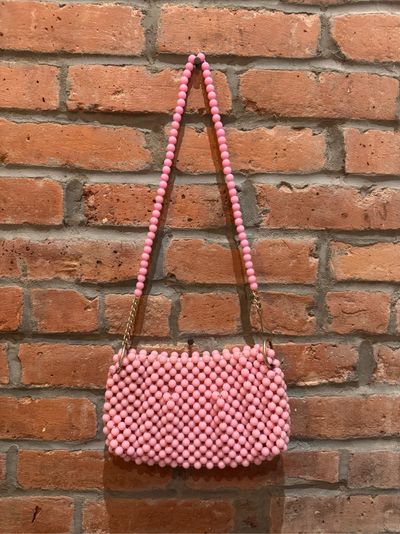 Pink Beaded Ball Shoulder Bag by Vintage | Pickle