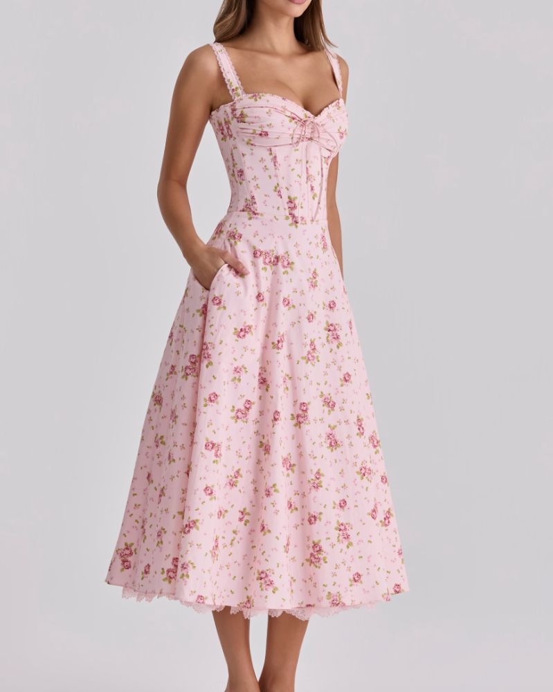rose pink dresses for bridesmaids Unique Vintage Light Pink & Roses Swing Dress