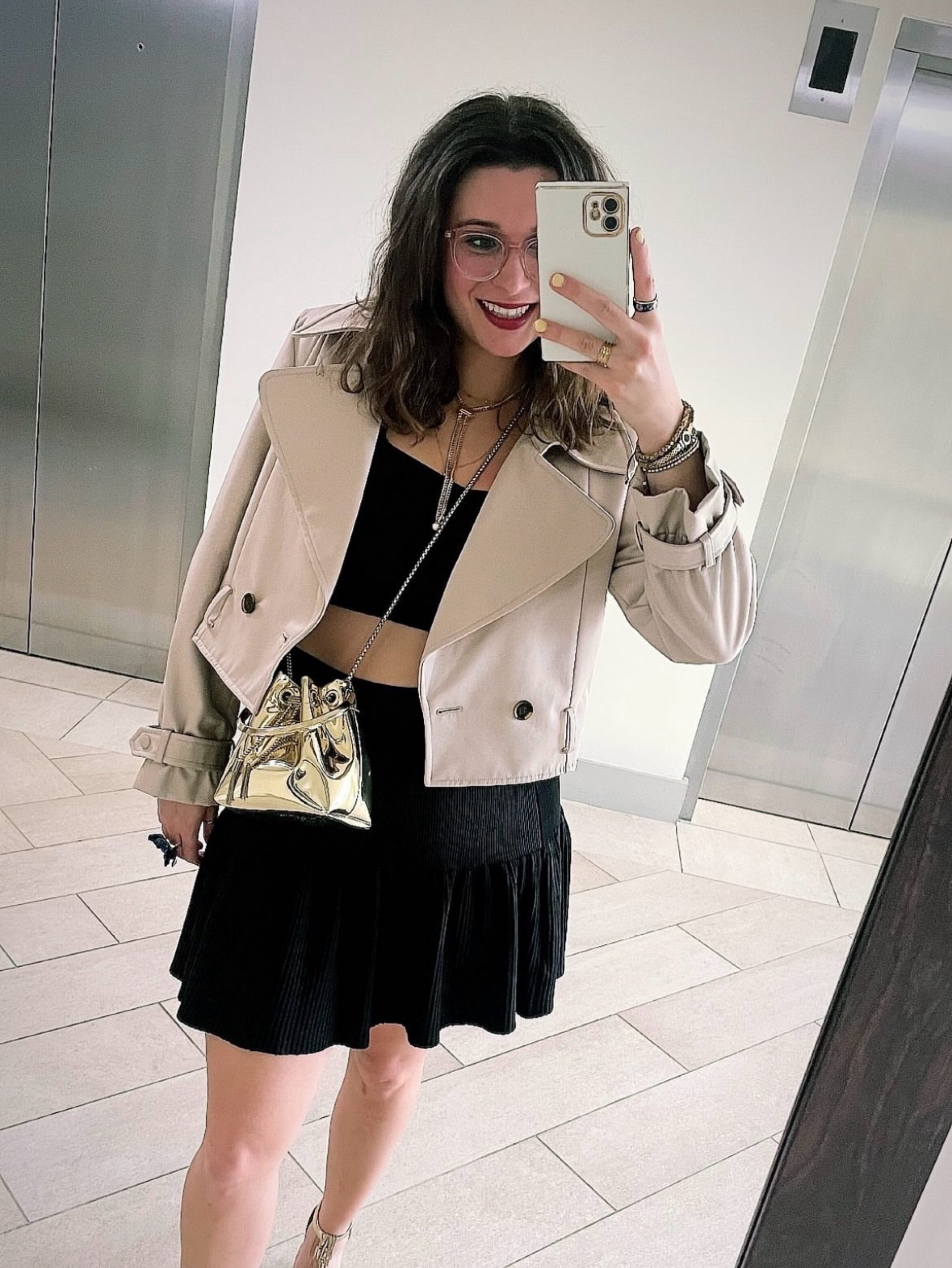 Cream Cropped Trench Jacket