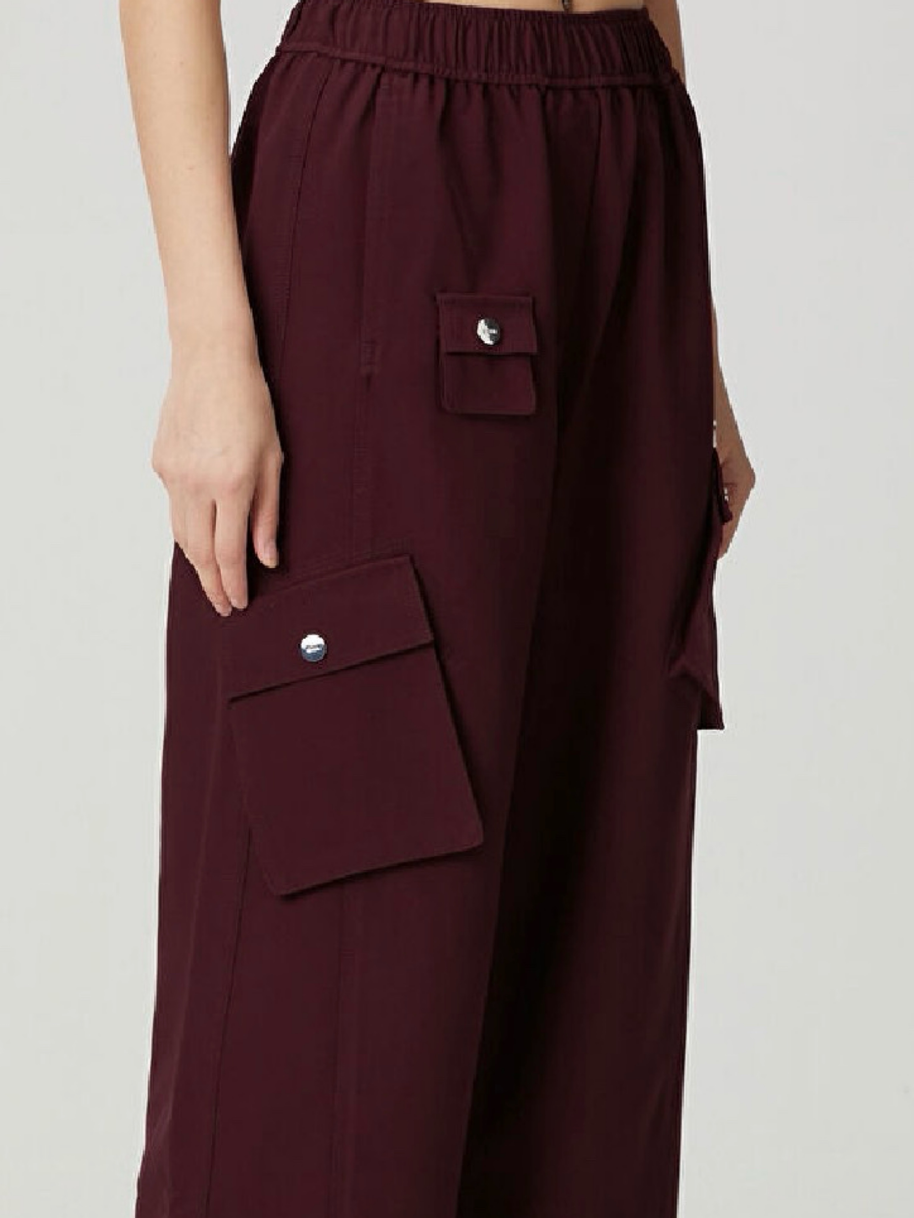 GANNI Burgundy Utility Cargo Pants