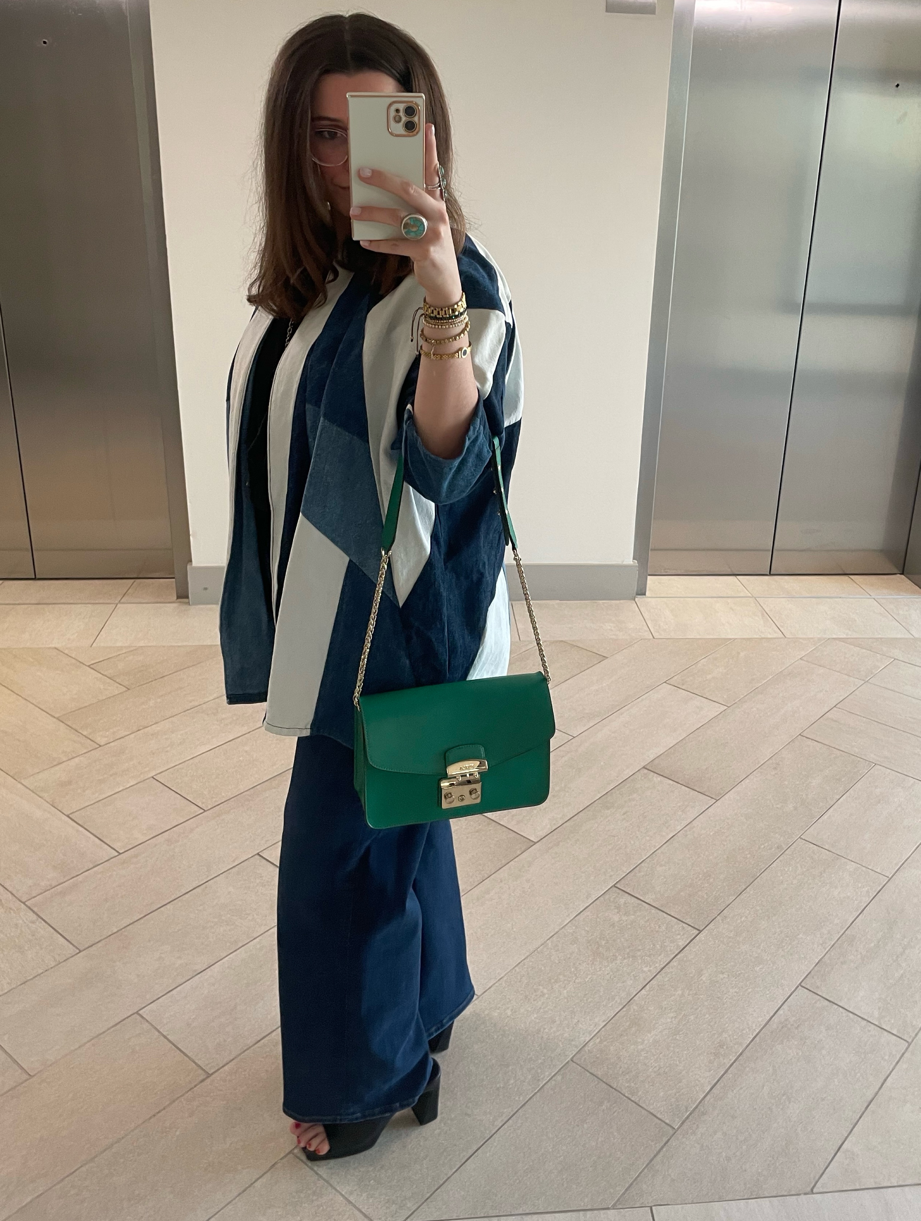 Furla Green Leather Crossbody Bag