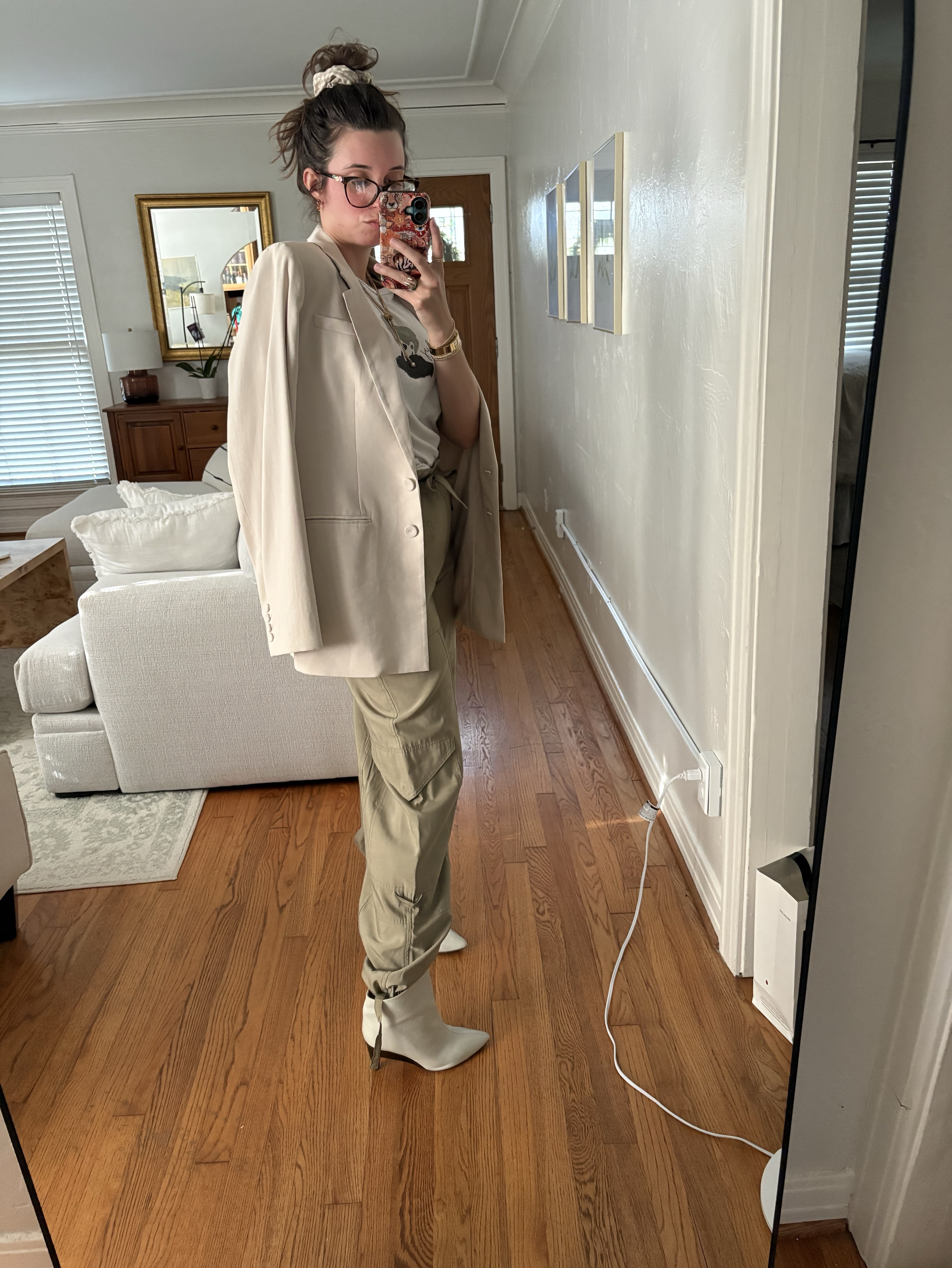 GANNI Sage Green Paperbag Cargo Jogger Pants
