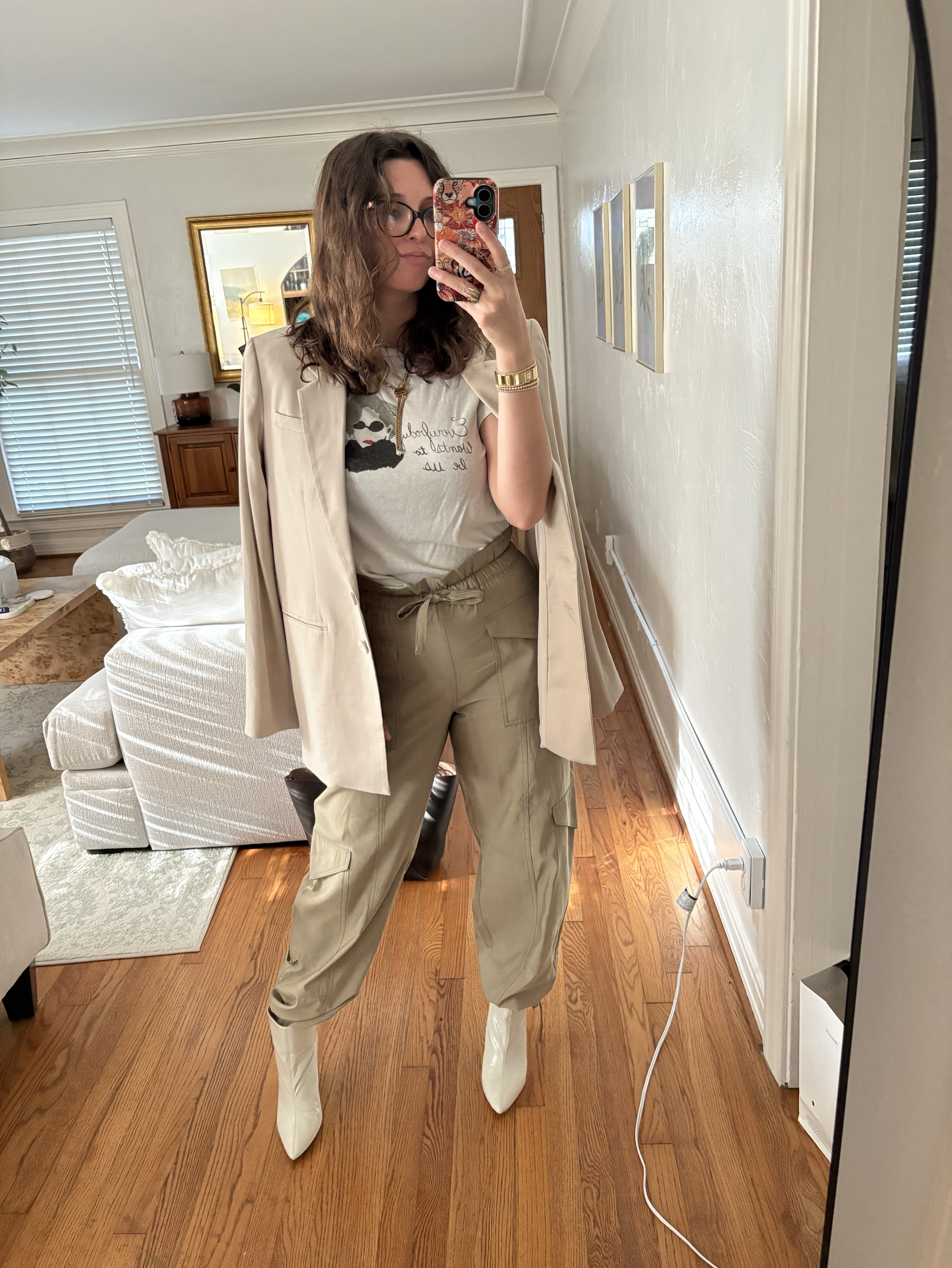 Cream Wool Blend Tailored Blazer