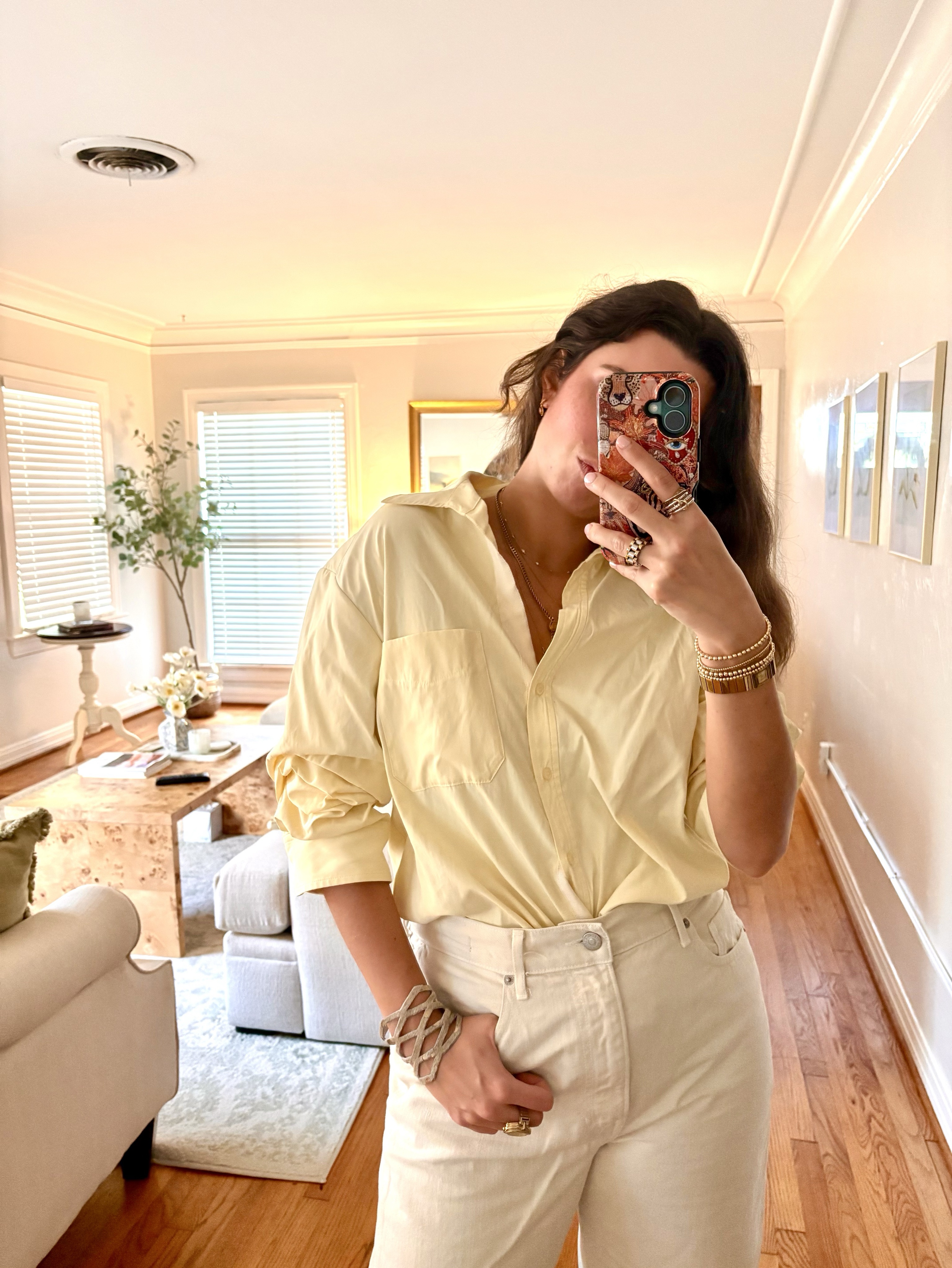 Pale Yellow Cotton Button-Up Shirt