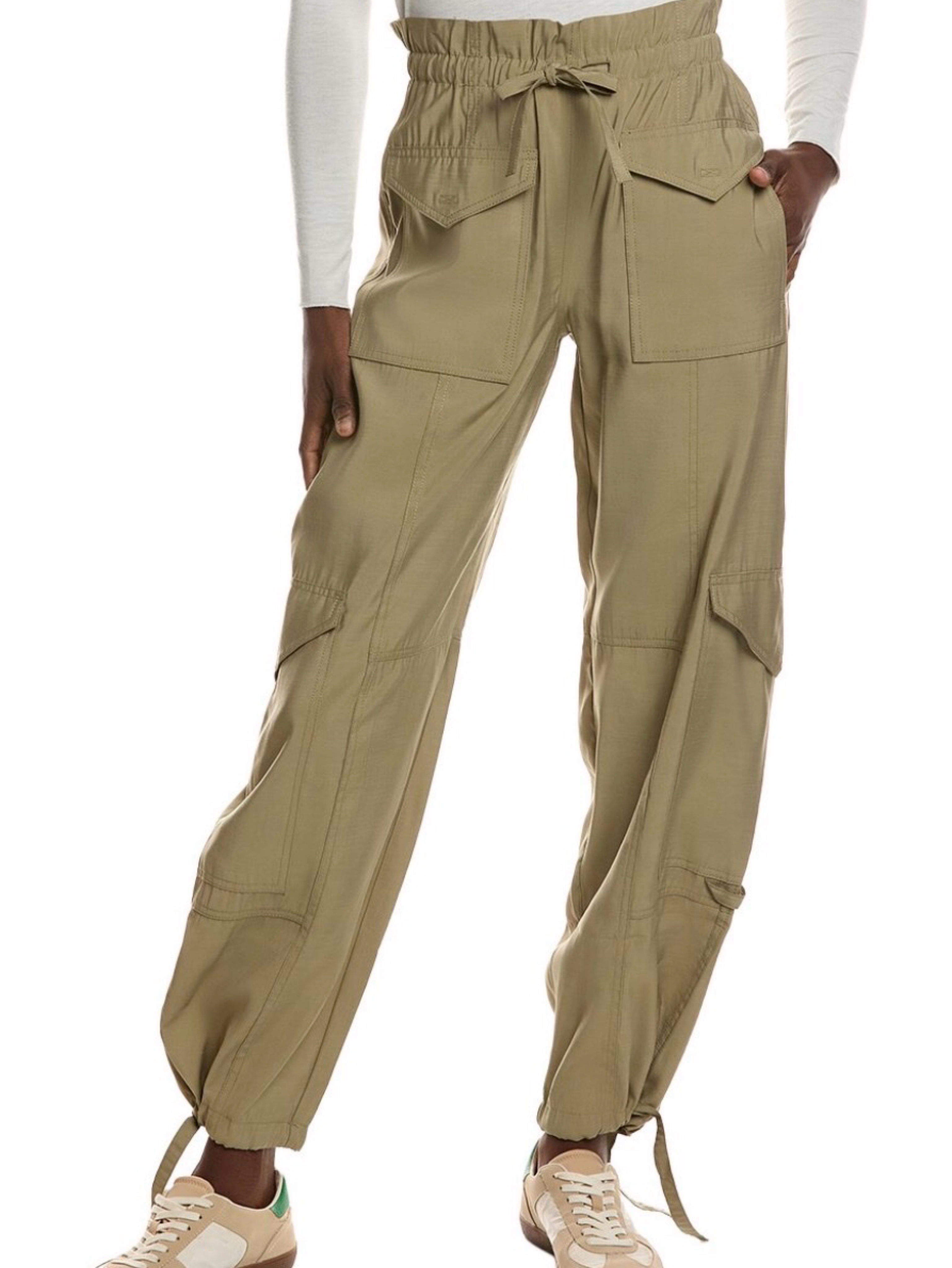 GANNI Sage Green Paperbag Cargo Jogger Pants by GANNI - Pickle