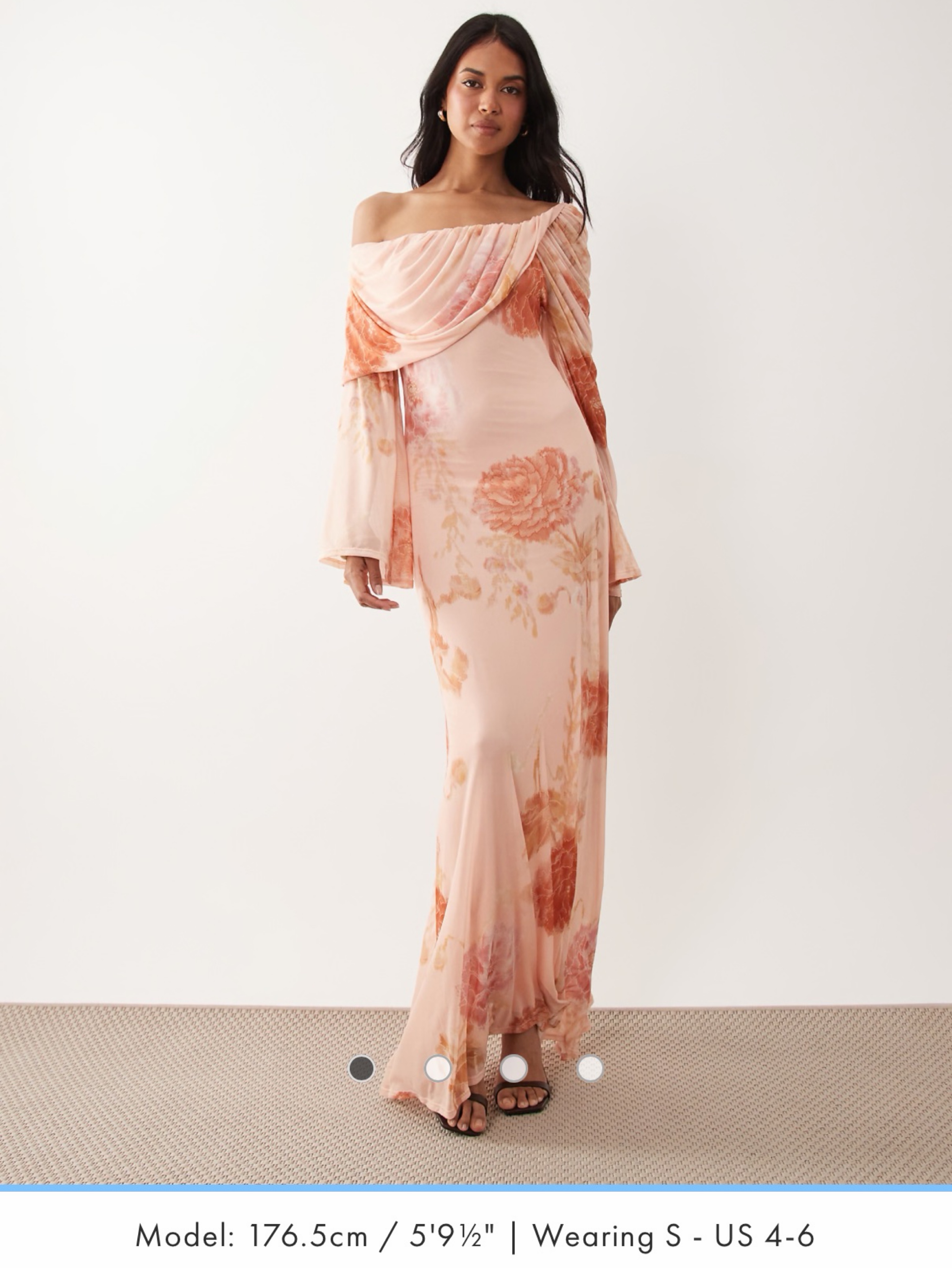 asos maxi dress with long sleeves ASOS DESIGN chiffon volume sleeve maxi dress with satin wrap skirt in black
