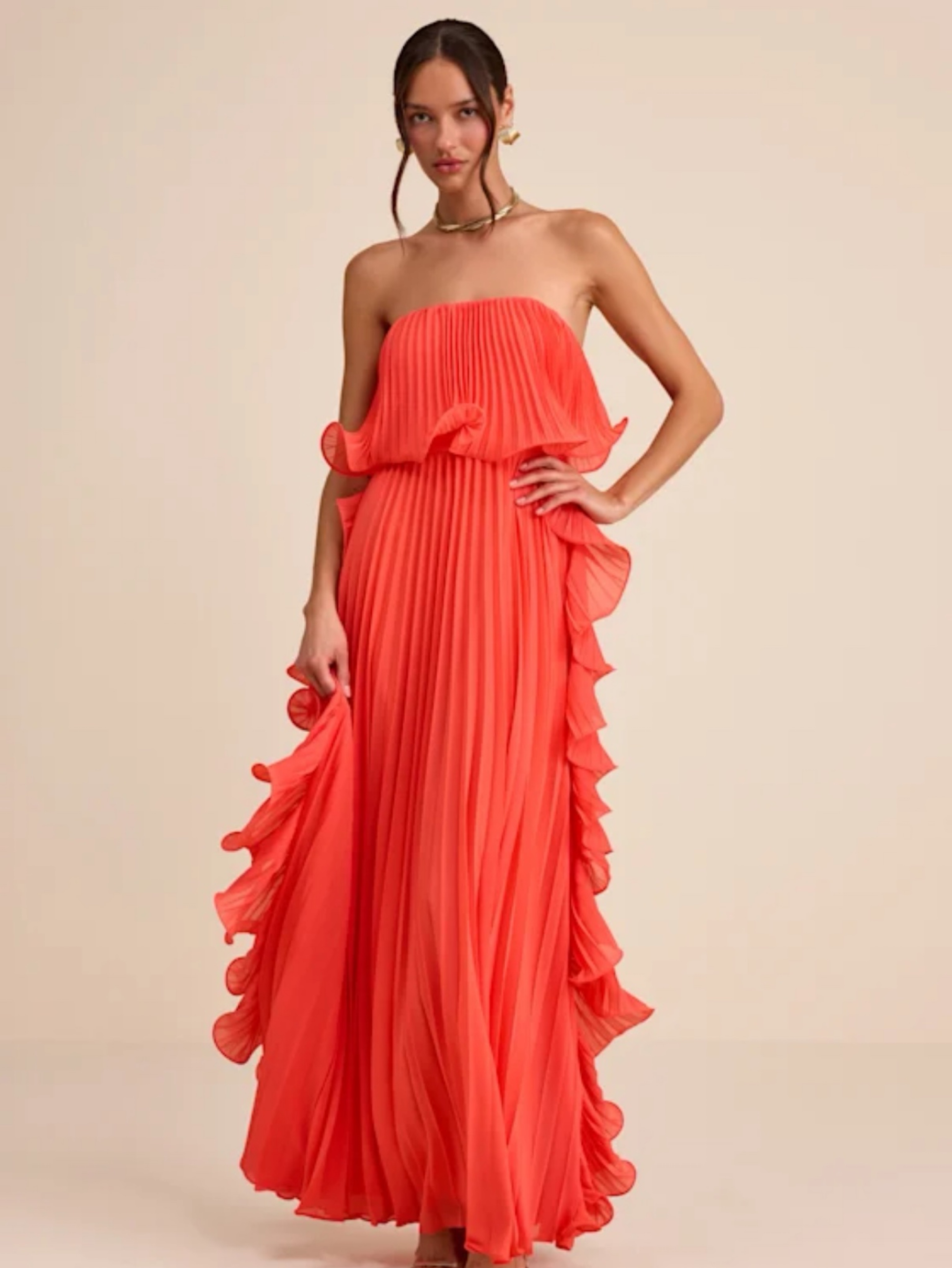 bright orange maxi dress Women's Shape Bright Orange Chiffon Cut Out Front Sleeveless Maxi Dress