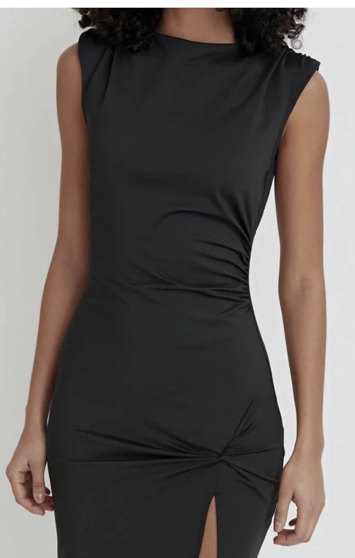 black split maxi dress LOTTIE RUFFLE MIDI DRESS