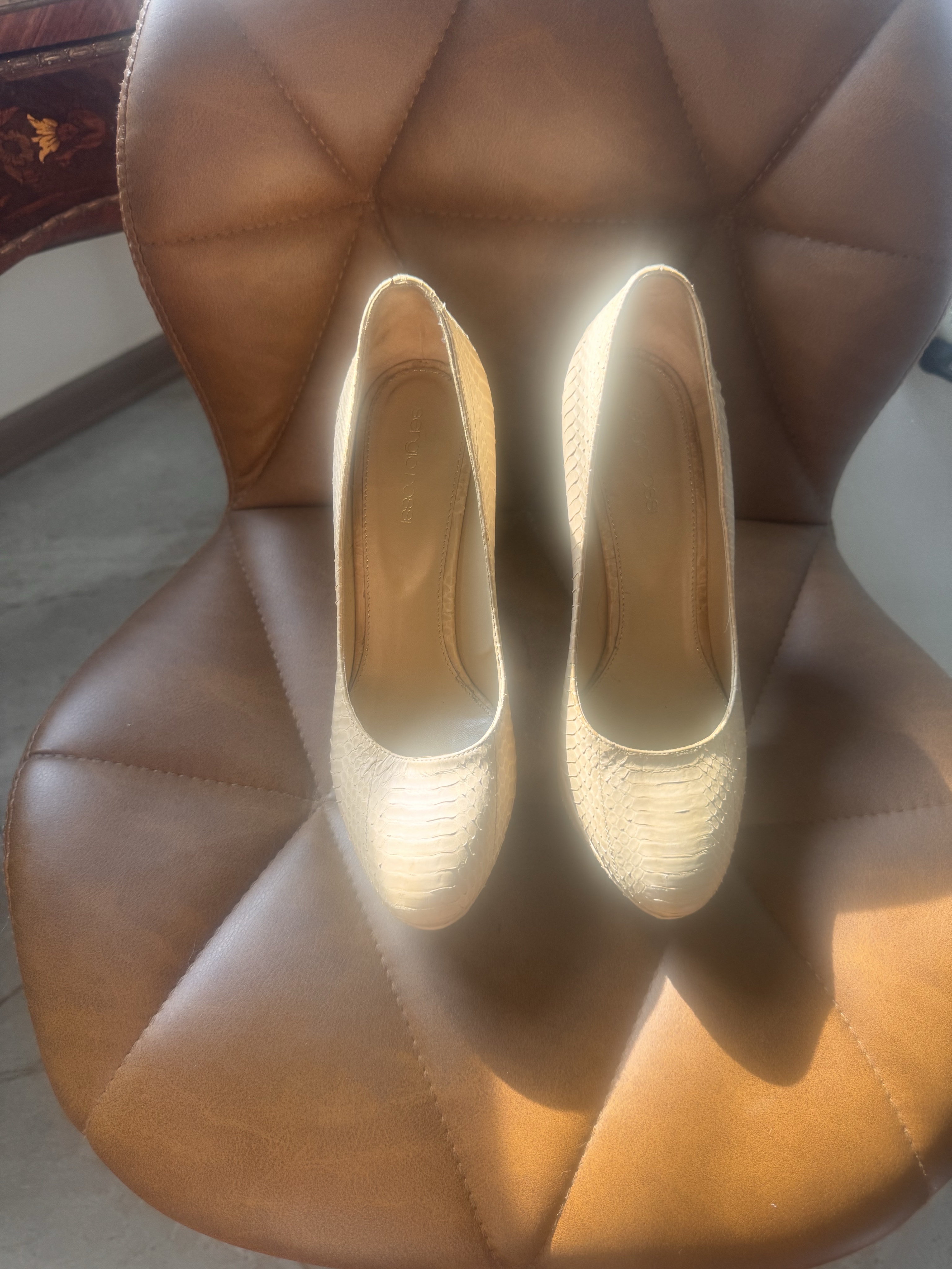 Sergio Rossi Crocodile Embossed Platform Heels