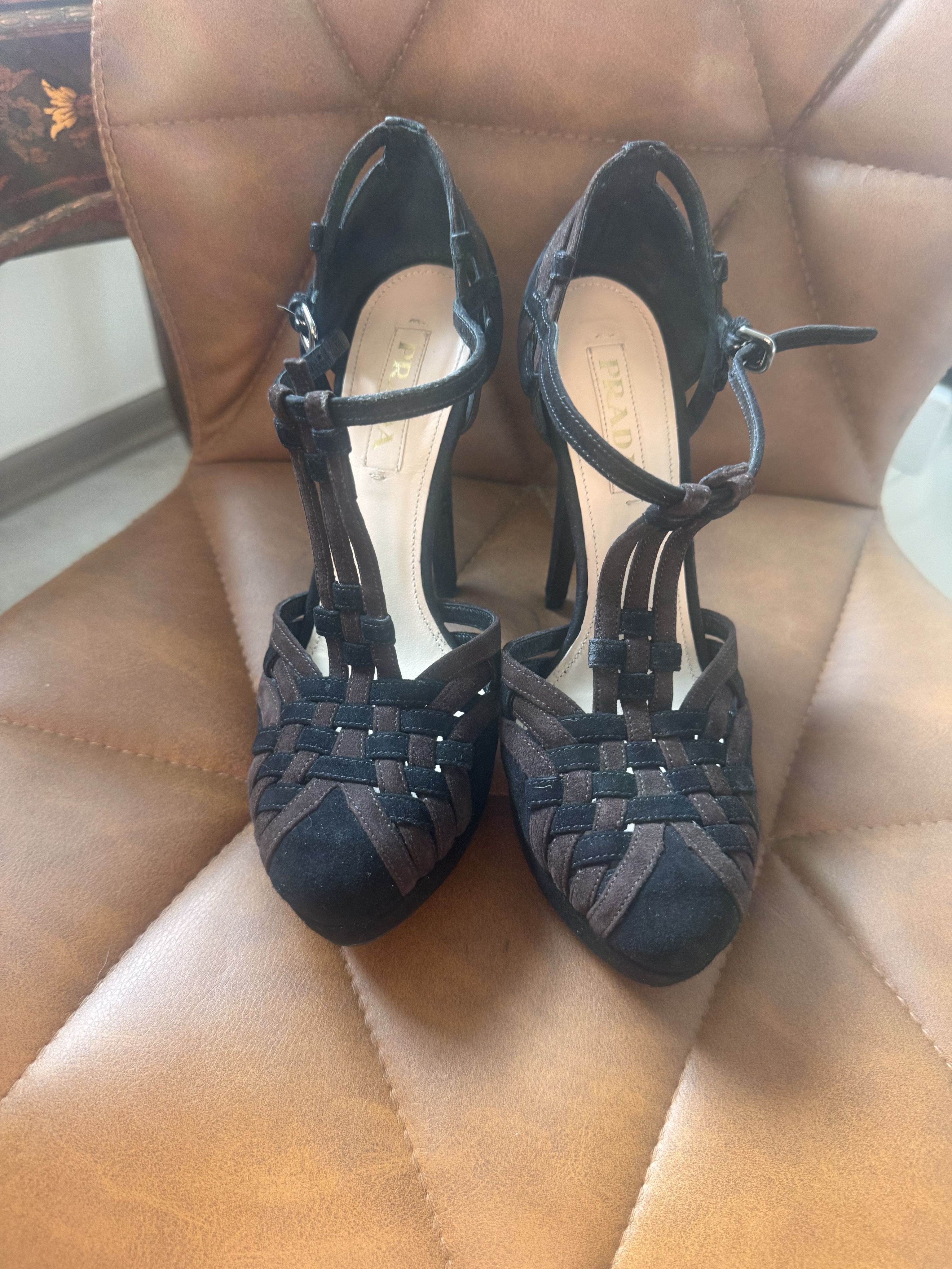 Black Suede Strappy Platform Heels