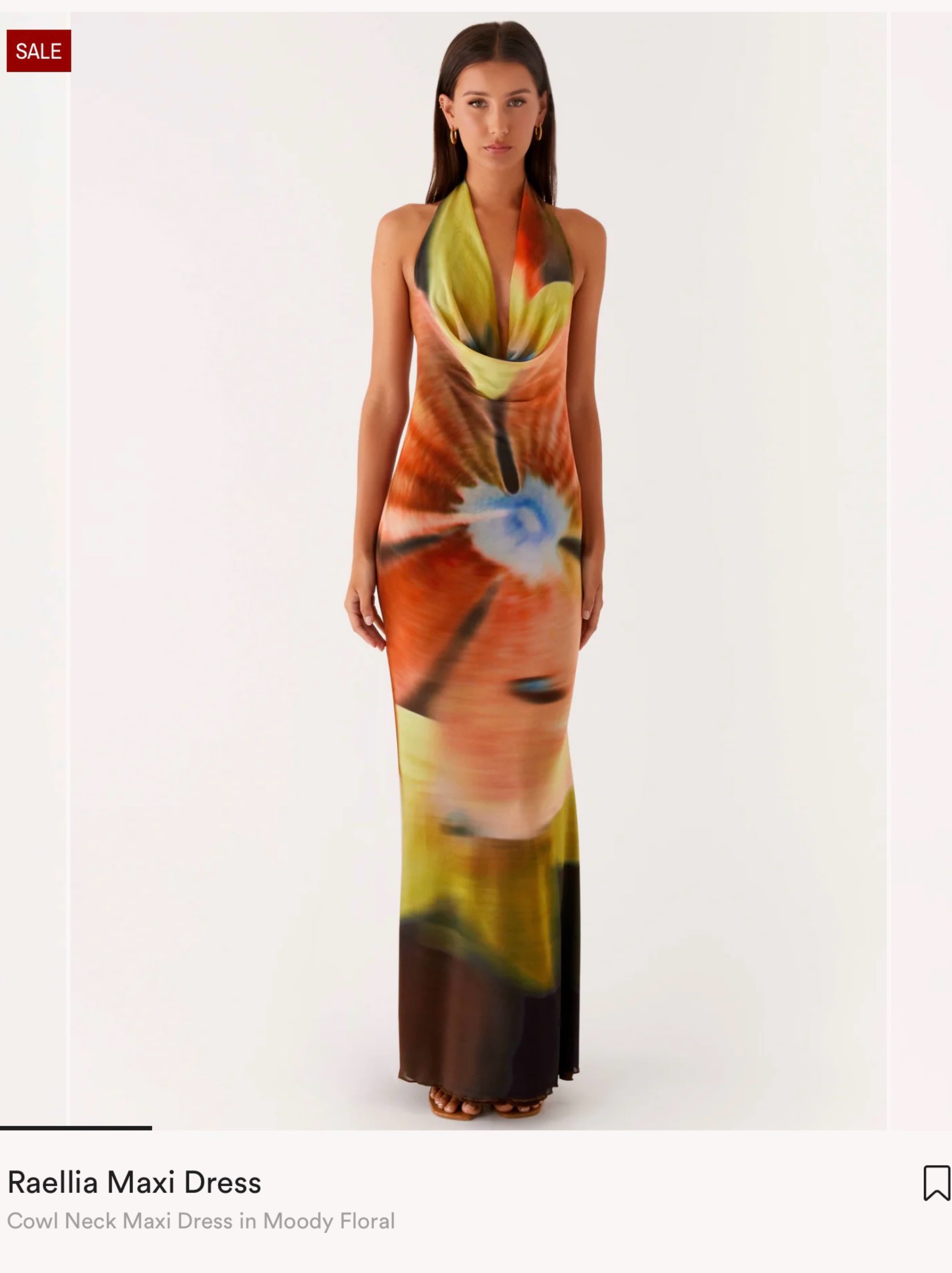 Raellia Moody Floral Cowl Neck Maxi Dress
