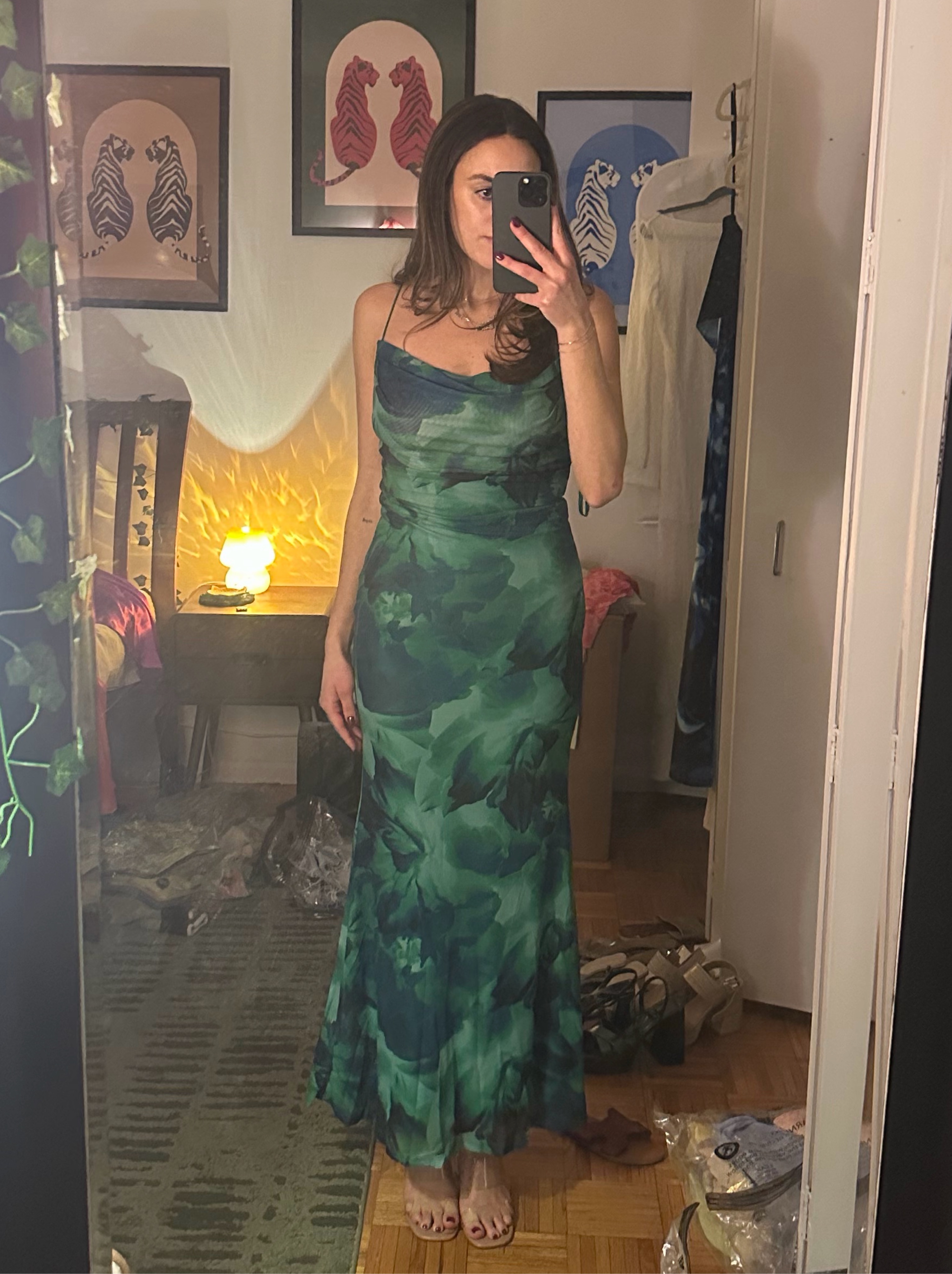 Runway The Label Green Floral Slip Dress