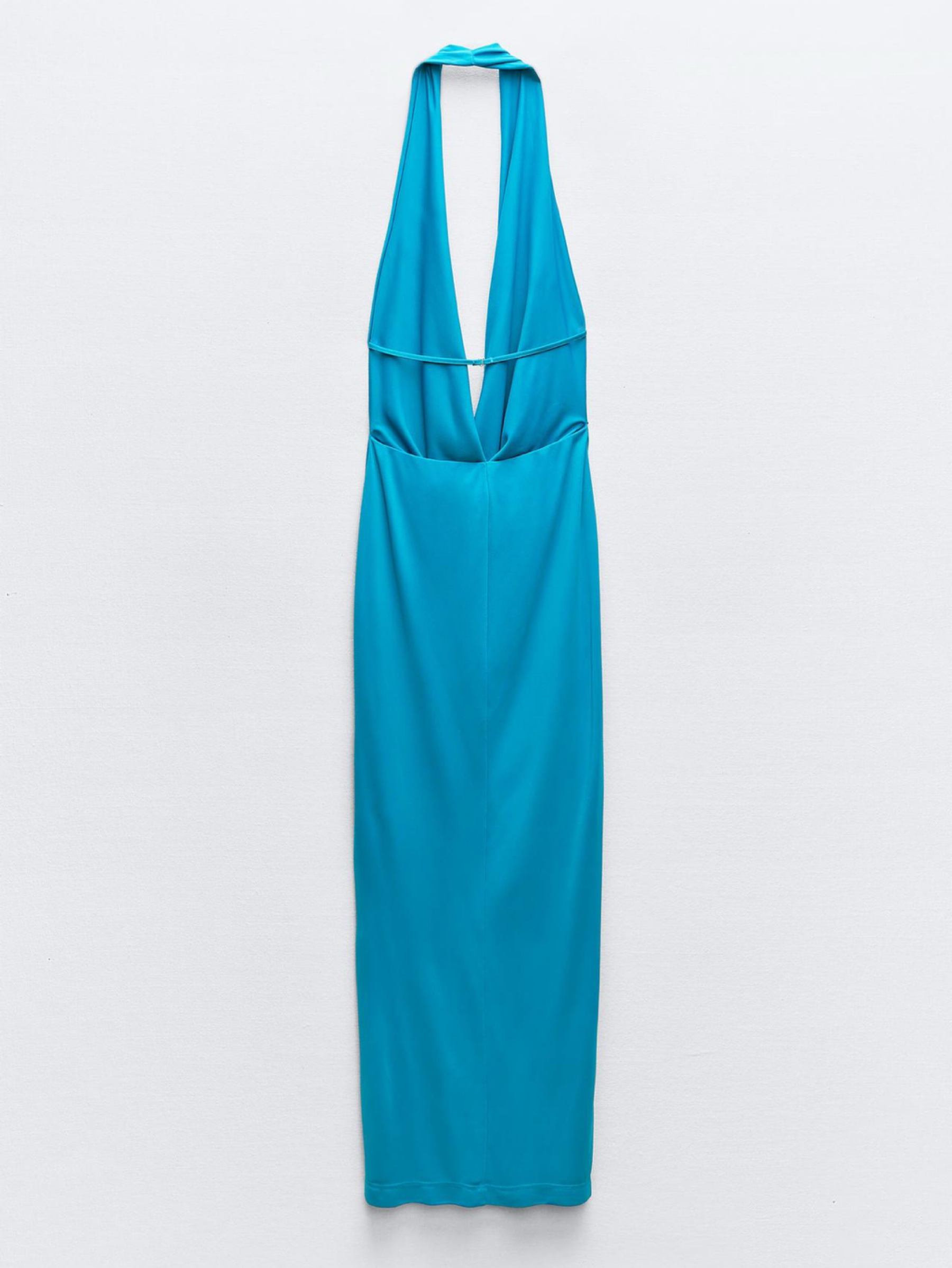 electric blue halter neck dress Zara Draped Backless Maxi in by Zara Size Medium BANDAGE-TOP Floral Jacquard Ankle Length Color:Peach Coral