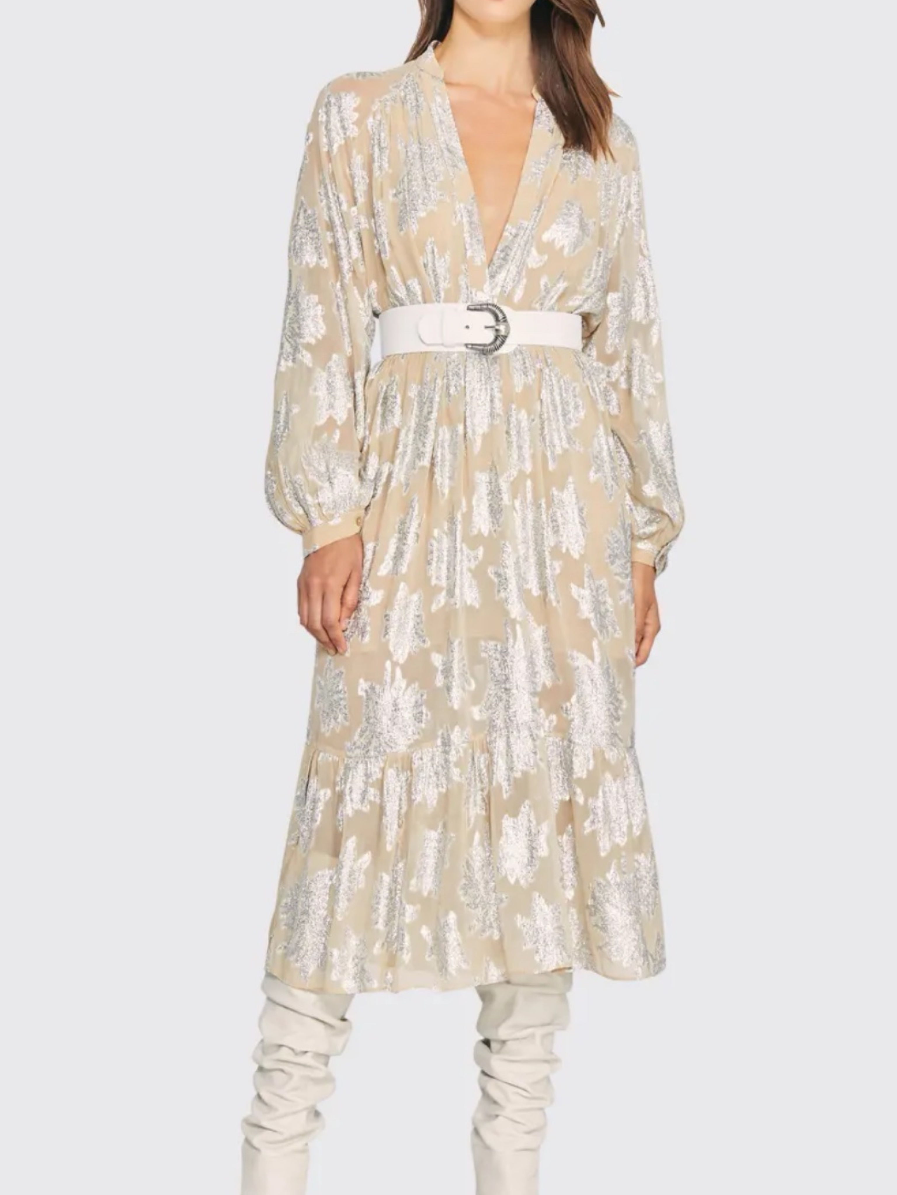 iro metallic dress Iro Cherrie Metallic Print Mini Dress