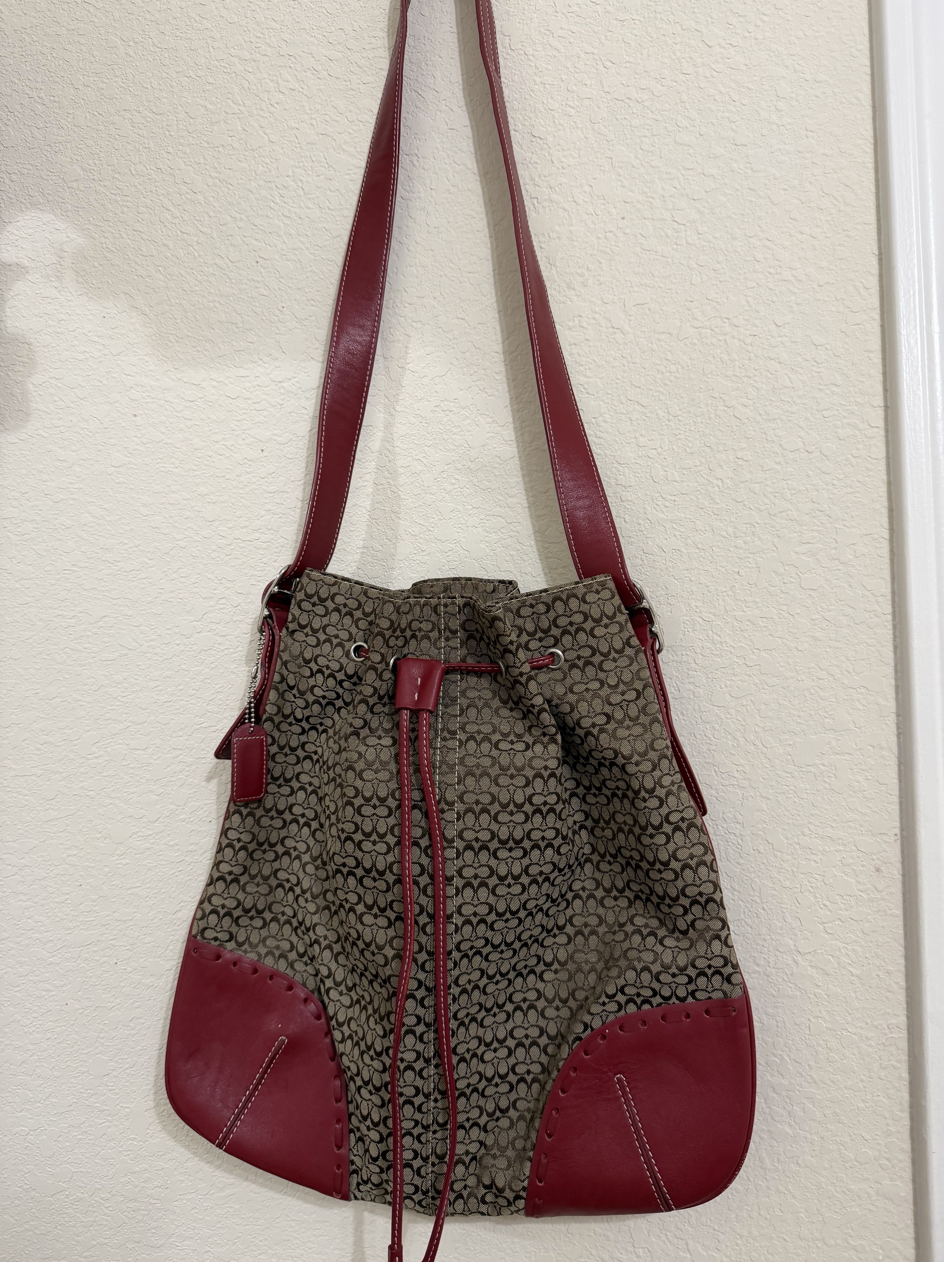 Vintage Red Coach Hobo Bag