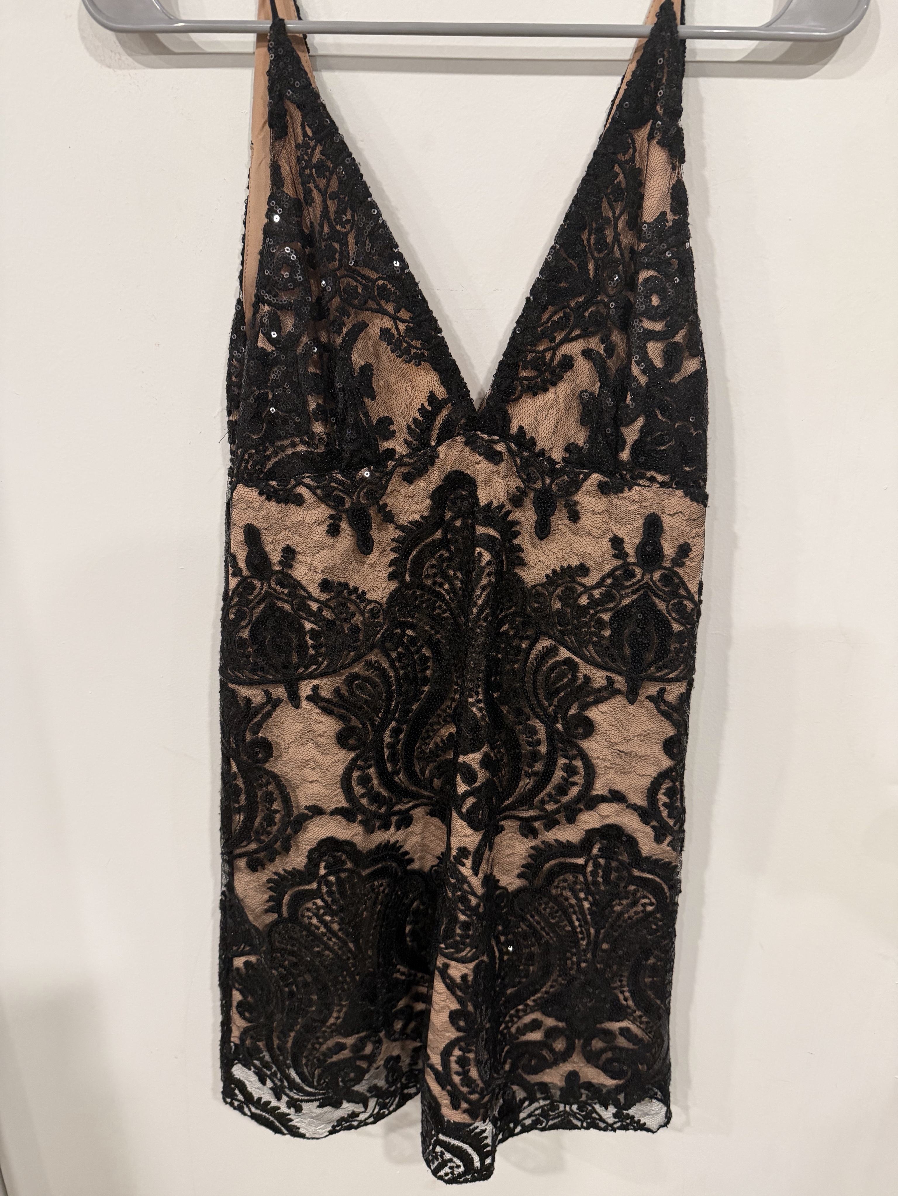 Free people Black Lace Sequin Mini Dress
