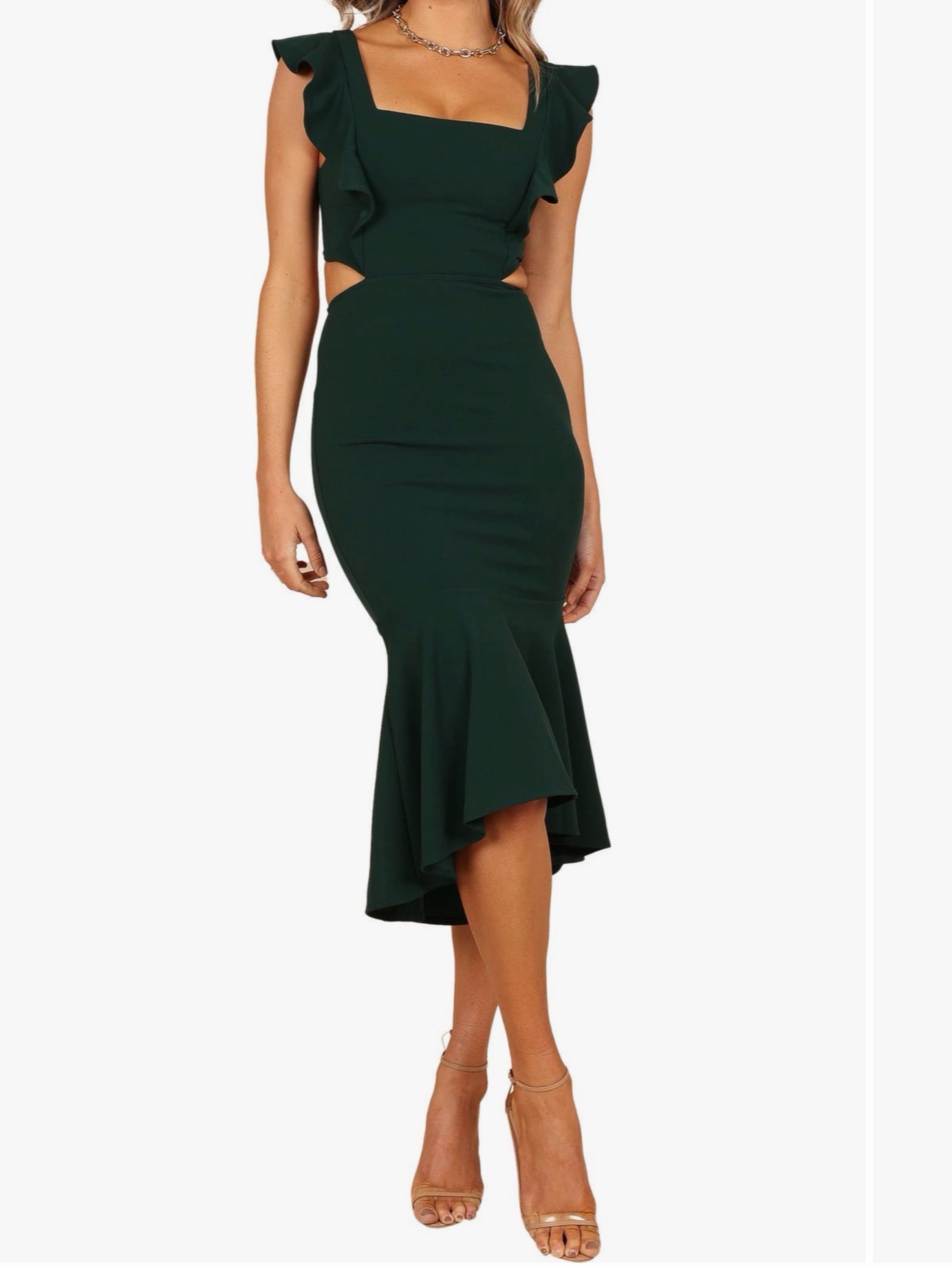 Petal & Pup Forest Green Cutout Mermaid Midi Dress