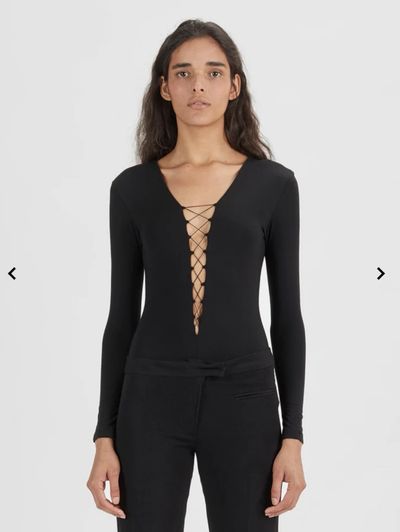 Alexander Wang Black Lace-Up Bodysuit by Alexander Wang | Pickle