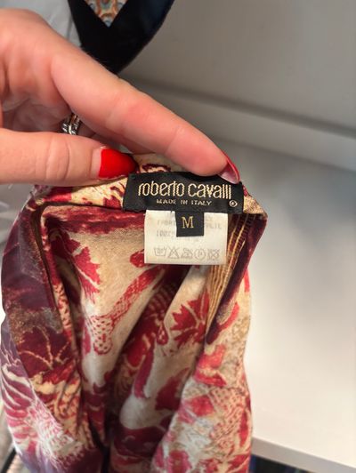 Roberto cavalli 2001 vintage red midi skirt by Roberto Cavalli