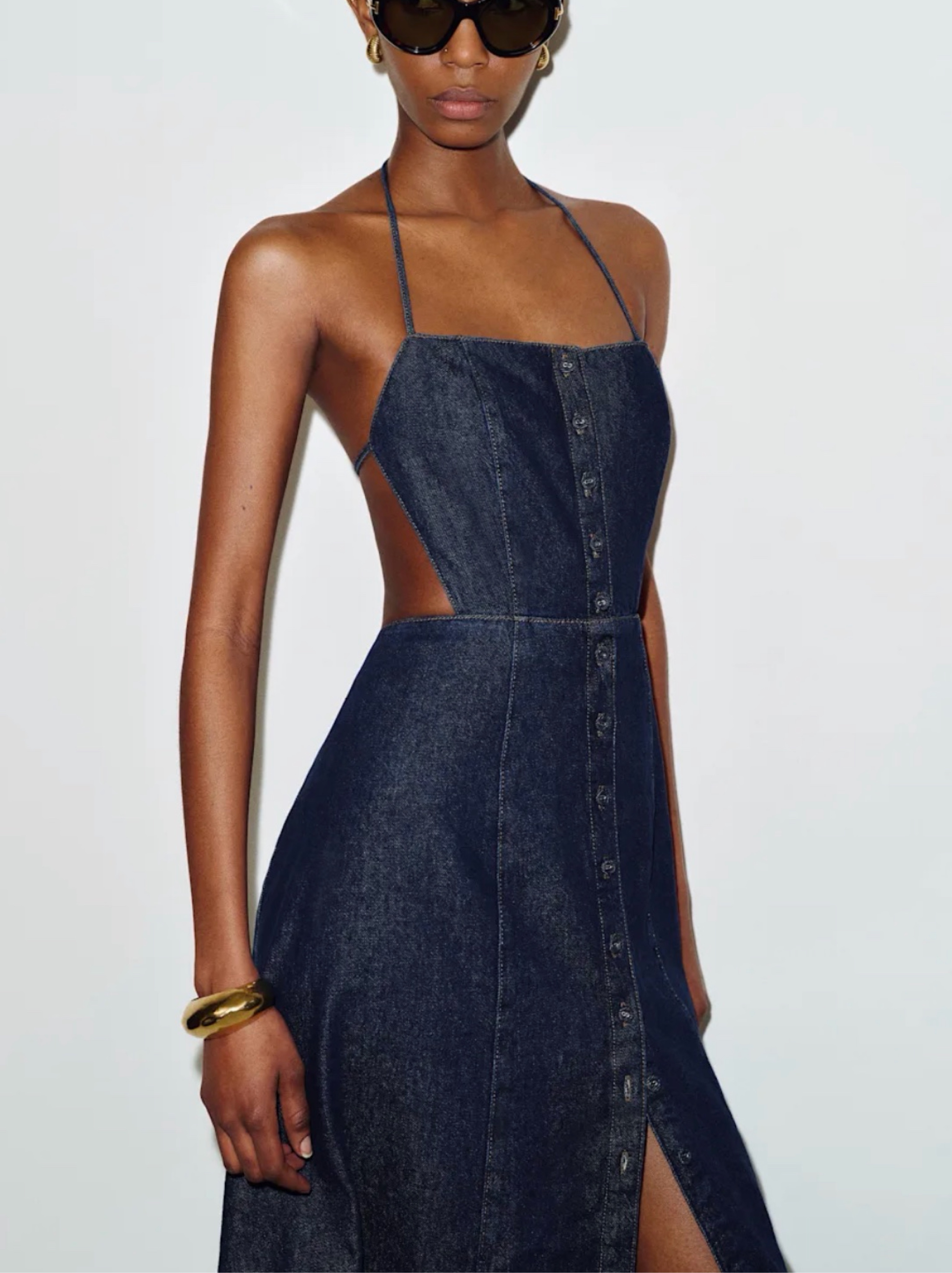 manon denim dress Reformation Manon Denim Midi Dress by Reformation