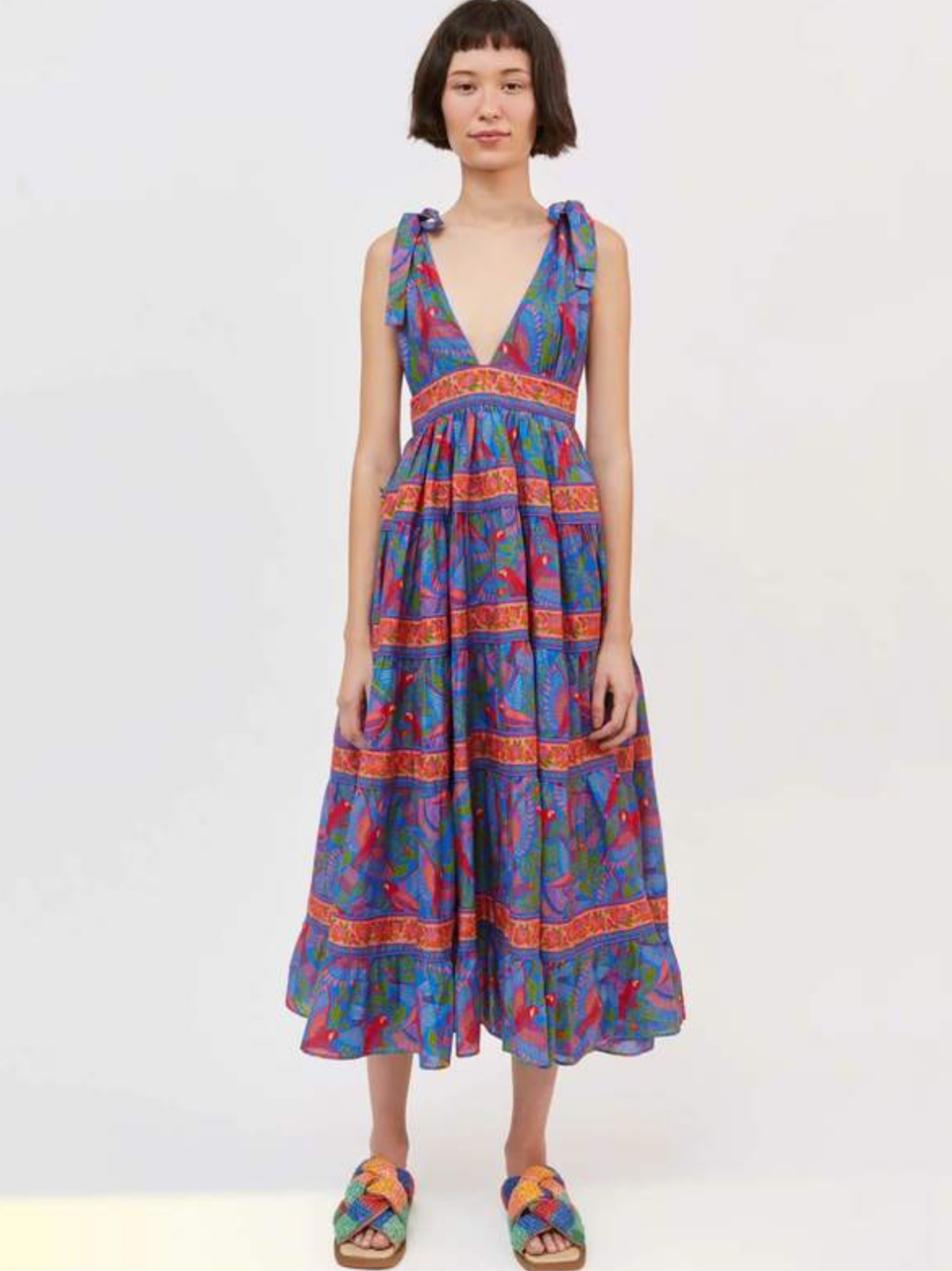farm rio blue macaw dress Farm Rio Blue Macaw Party Cover-Up Dress